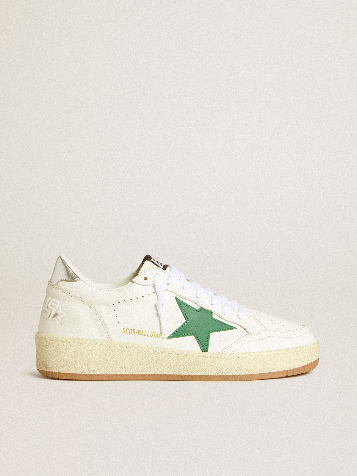 Golden Goose Women’s Ball Star With Green Leather Star And Metallic Leather Heel Tab - Sneaker Türkiye