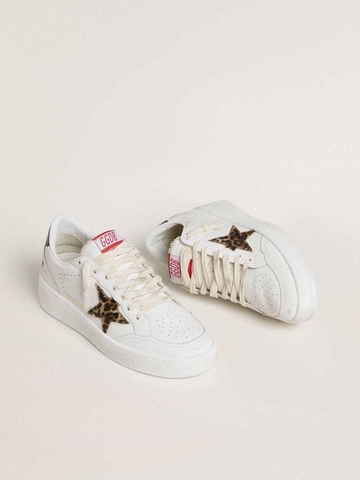 Golden Goose Ball Star With Leopard Pony Skin Star And Black Laminated Leather Heel Tab - Sneaker Türkiye