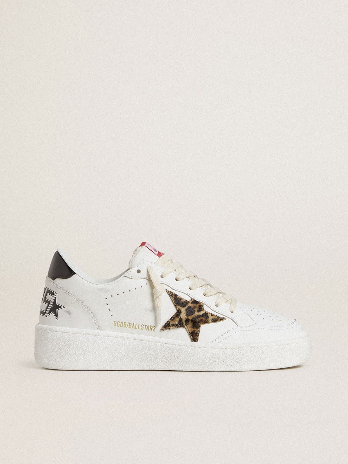 Golden Goose Ball Star With Leopard Pony Skin Star And Black Laminated Leather Heel Tab - Sneaker Türkiye