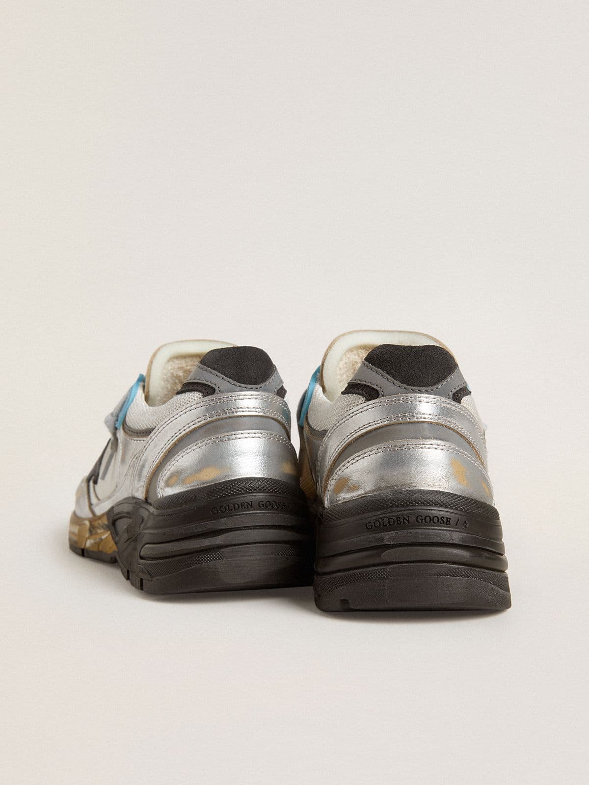 Golden Goose Women’s Dad-Star In Mesh And Silver Foiled Leather With Black Suede Star - Sneaker Türkiye