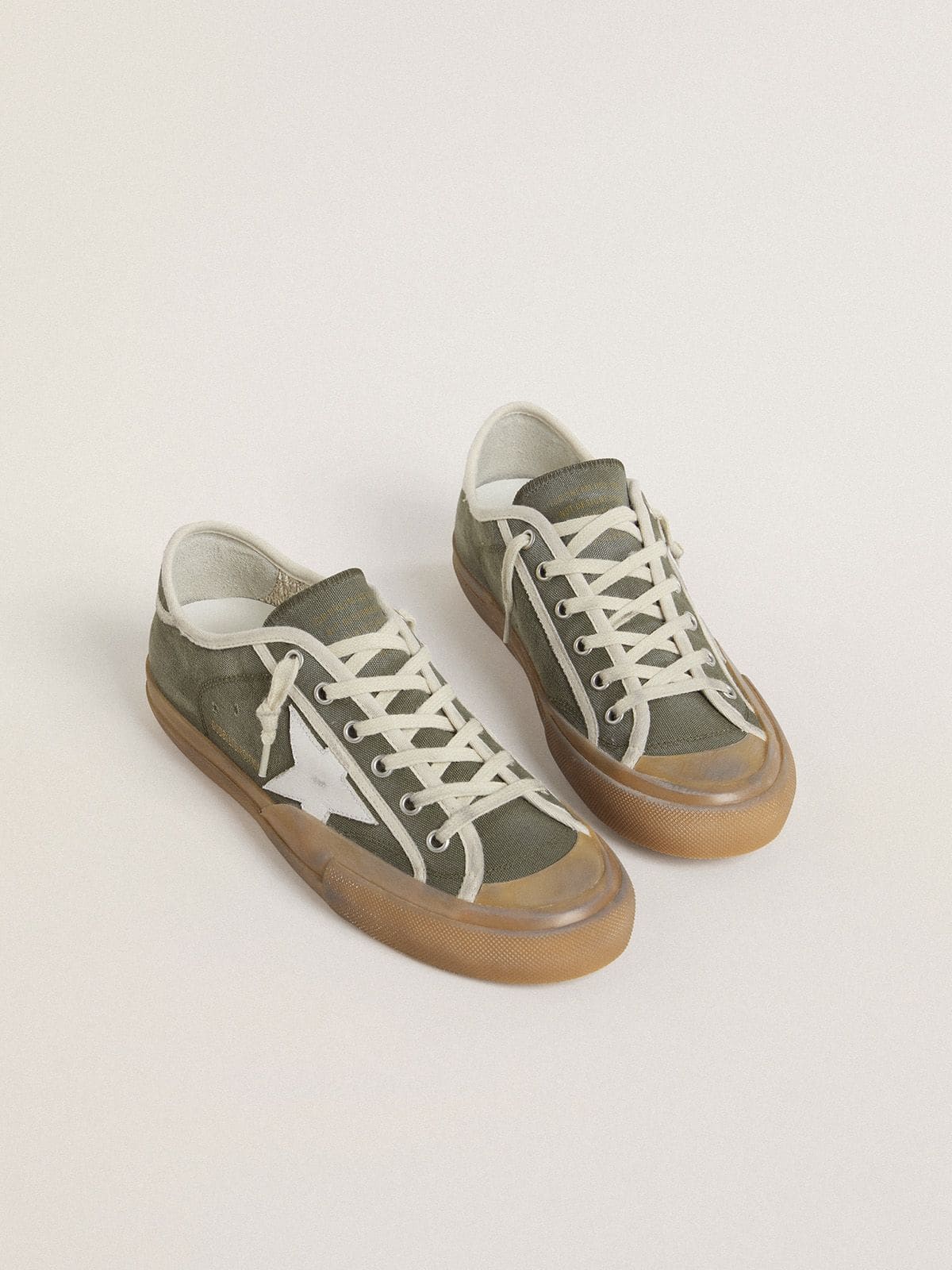 Golden Goose Women’s Super-Star LTD In Green Canvas With White Leather Star - Sneaker Türkiye