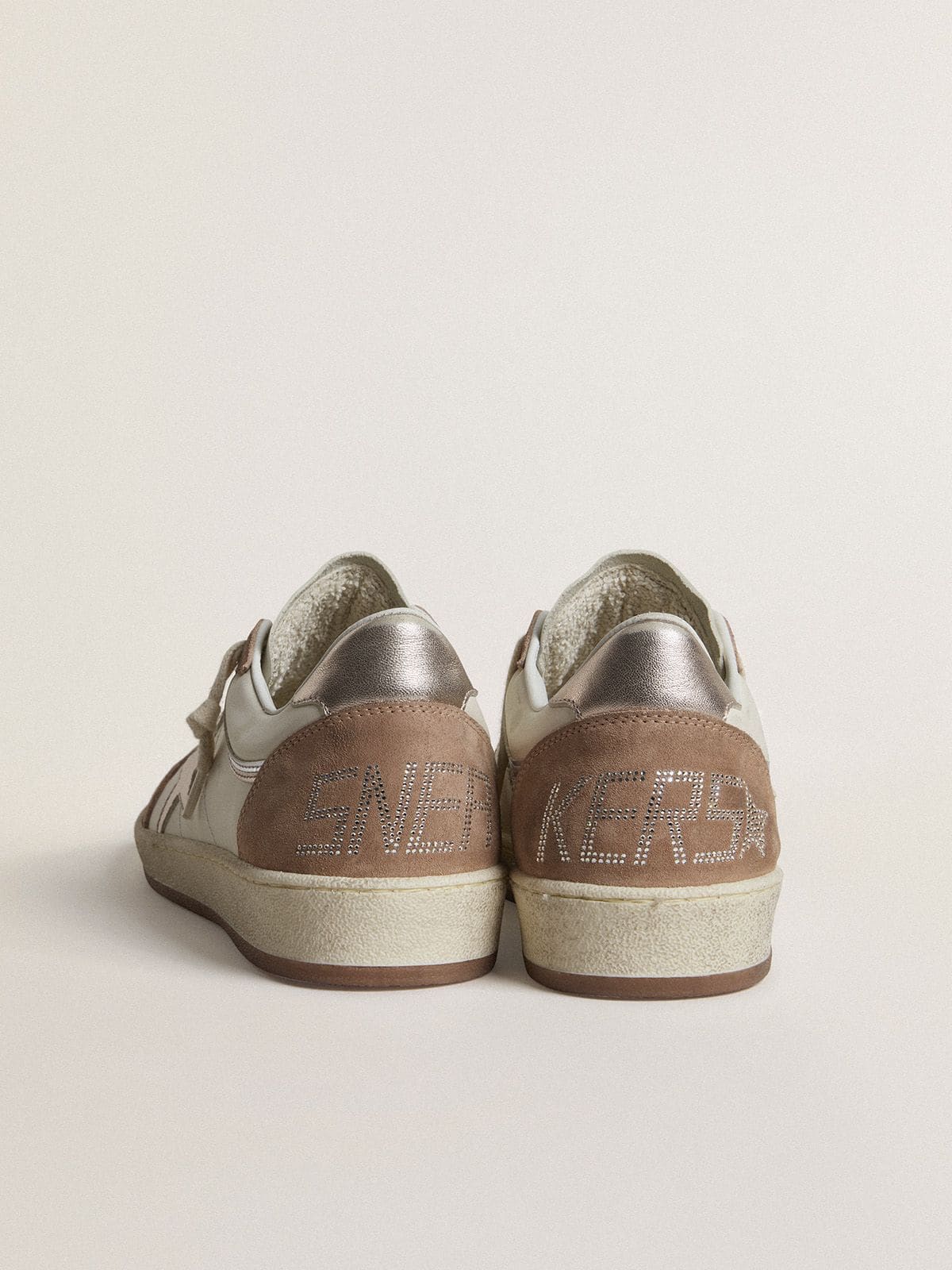 Golden Goose Ball Star LTD In White Nappa Leather And Old Rose Suede With Metallic Silver Leather Star And Heel Tab - Sneaker Türkiye