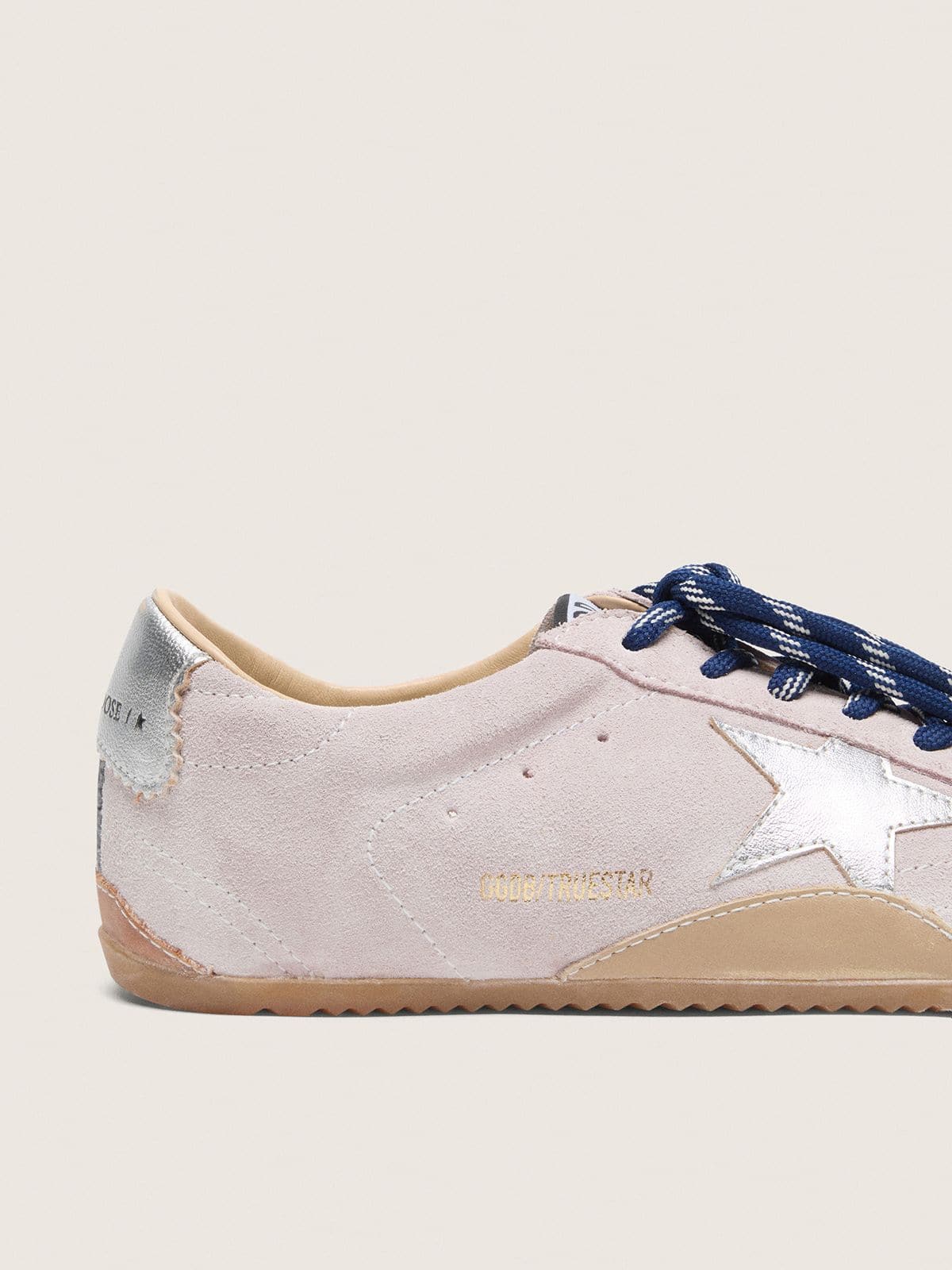 Golden Goose Women’s True-Star In Pastel Pink Suede With Silver Star And Heel Tab - Sneaker Türkiye