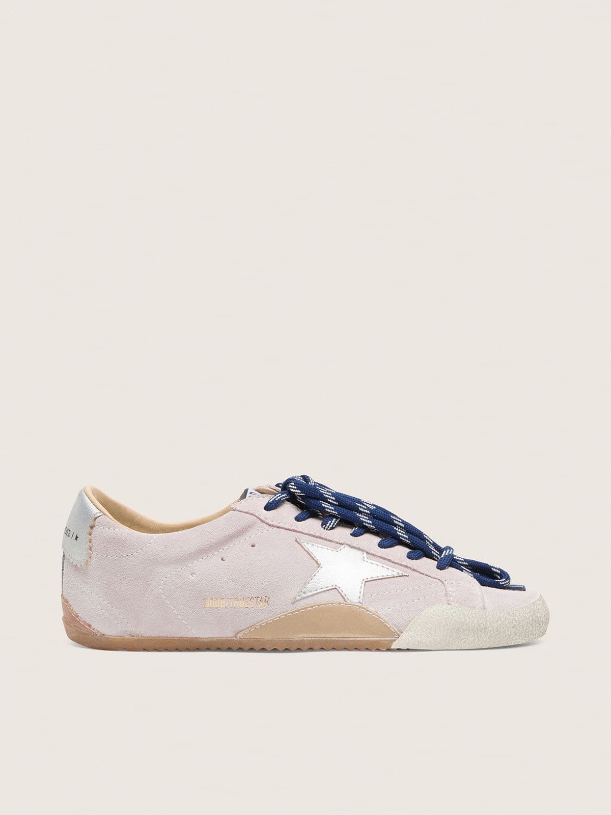 Golden Goose Women’s True-Star In Pastel Pink Suede With Silver Star And Heel Tab - Sneaker Türkiye