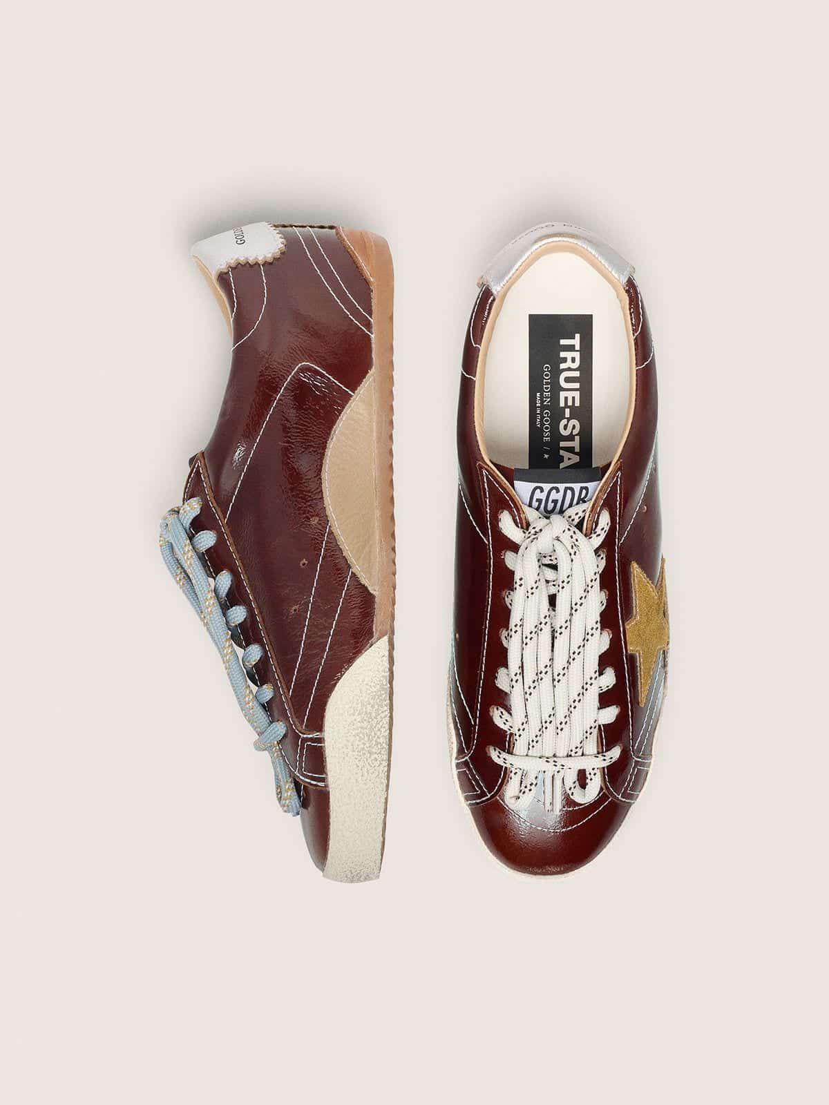 Golden Goose Women’s True-Star In Burgundy Naplak With Suede Star And Silver Nappa Heel Tab - Sneaker Türkiye