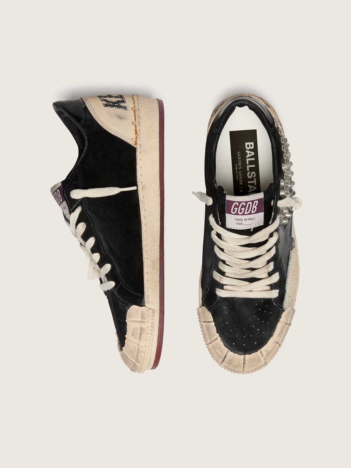 Golden Goose Women’s Ball Star LAB In Black Suede With Studs And Glossy Black Leather Star - Sneaker Türkiye