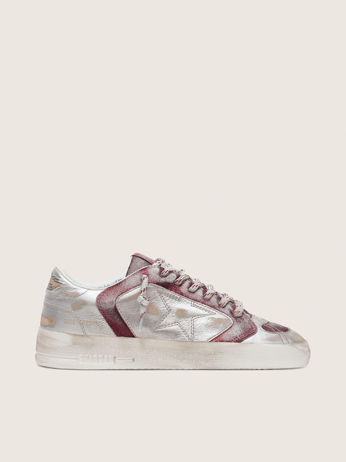 Golden Goose Women’s Stardan Lab In Burgundy And Silver Leather And Glitter - Sneaker Türkiye