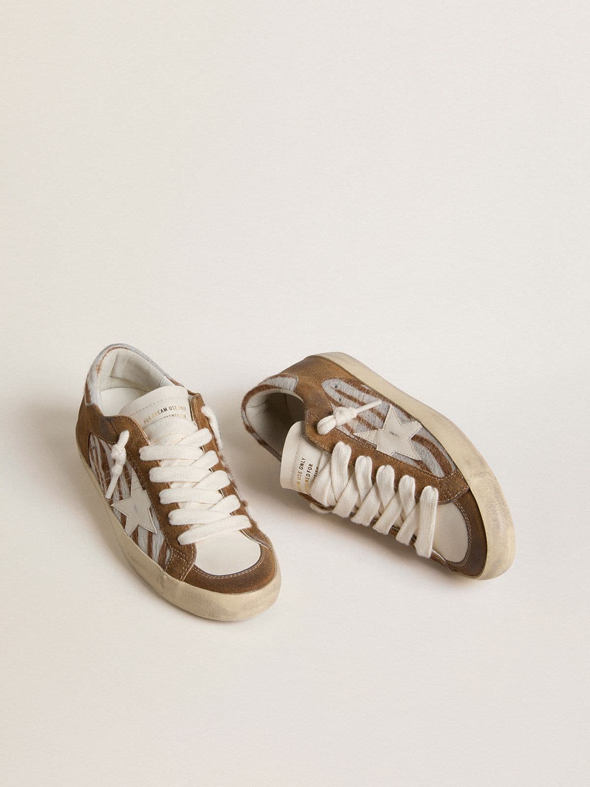 Golden Goose Women’s Super-Star In Zebra-Print Pony Skin With Leather Star And Brown Suede Inserts - Sneaker Türkiye
