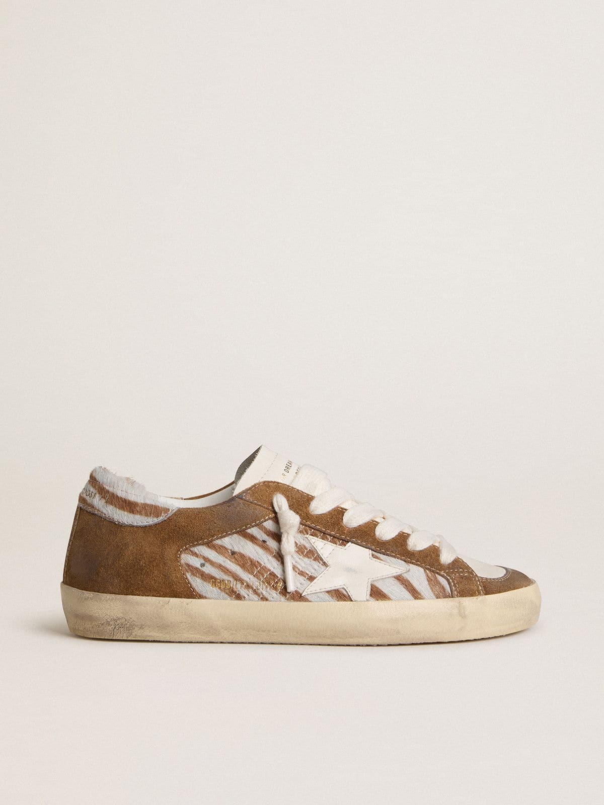 Golden Goose Women’s Super-Star In Zebra-Print Pony Skin With Leather Star And Brown Suede Inserts - Sneaker Türkiye