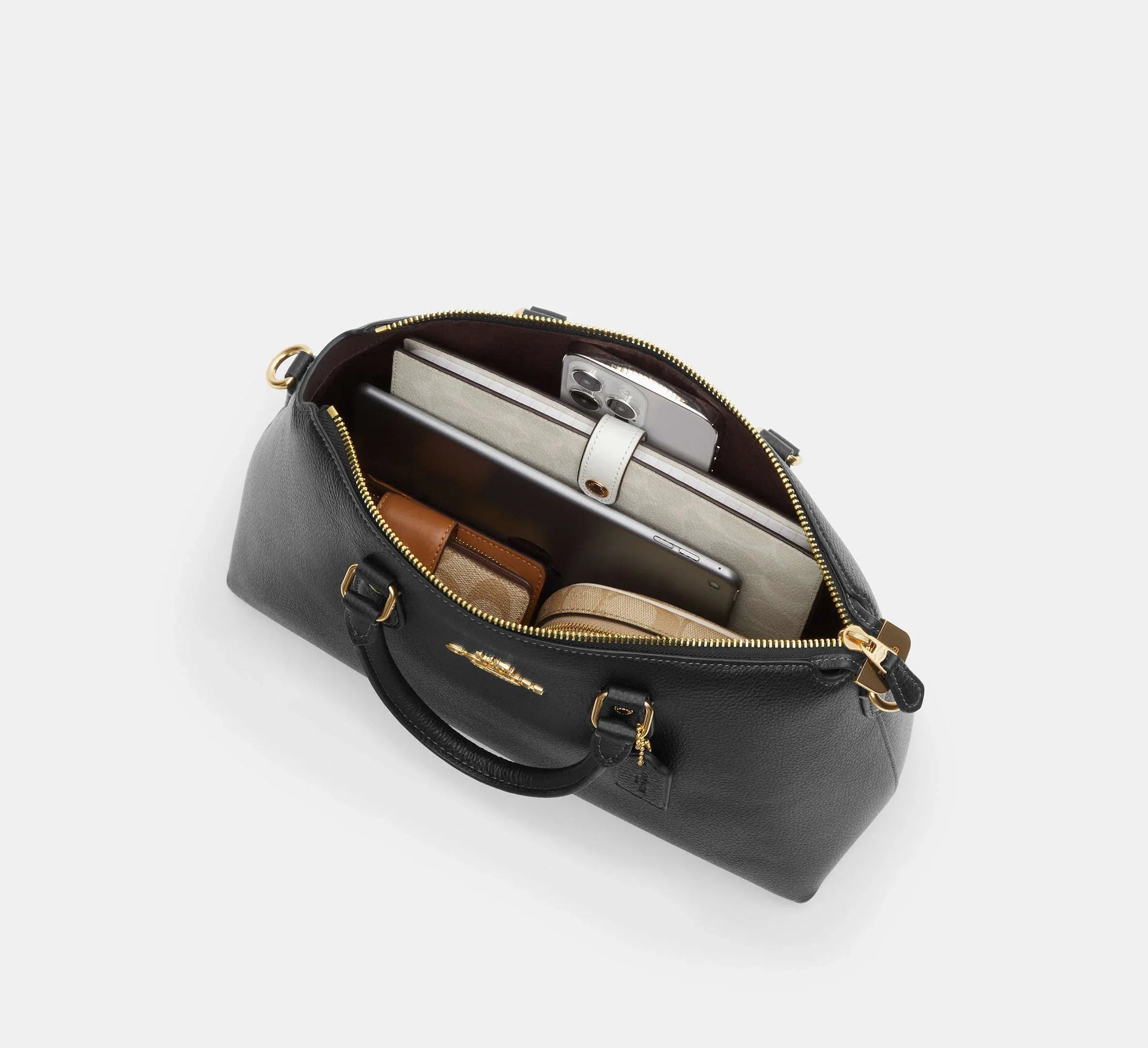 Coach Georgia Satchel Bag In Signature – Gold/Walnut/Black - Sneaker Türkiye