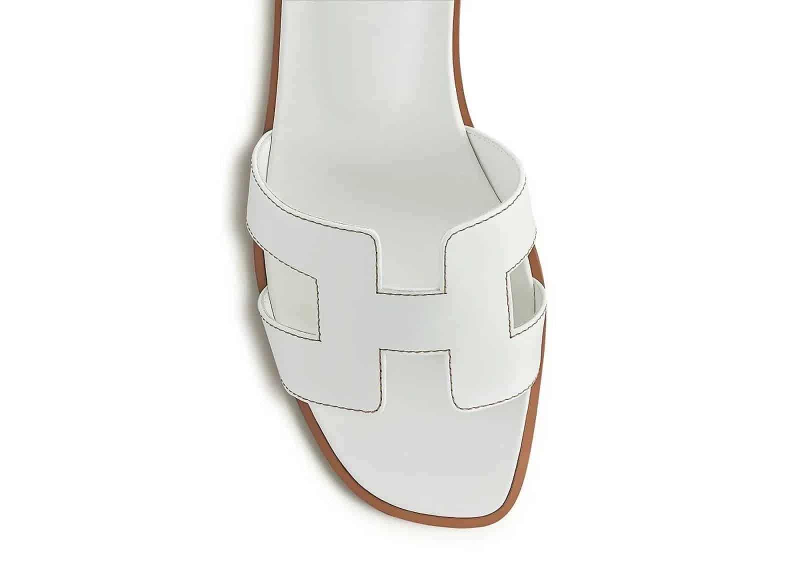 Hermes Oran Sandal Blanc Box Calfskin Leather - Sneaker Türkiye