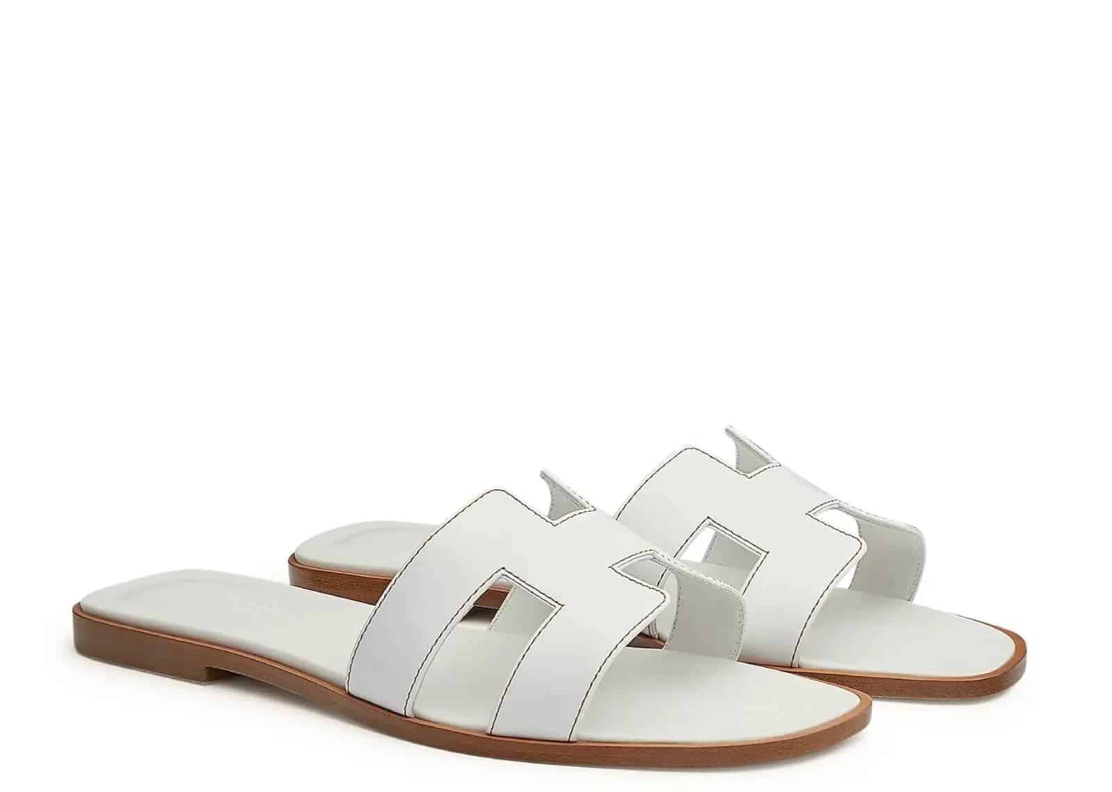 Hermes Oran Sandal Blanc Box Calfskin Leather - Sneaker Türkiye