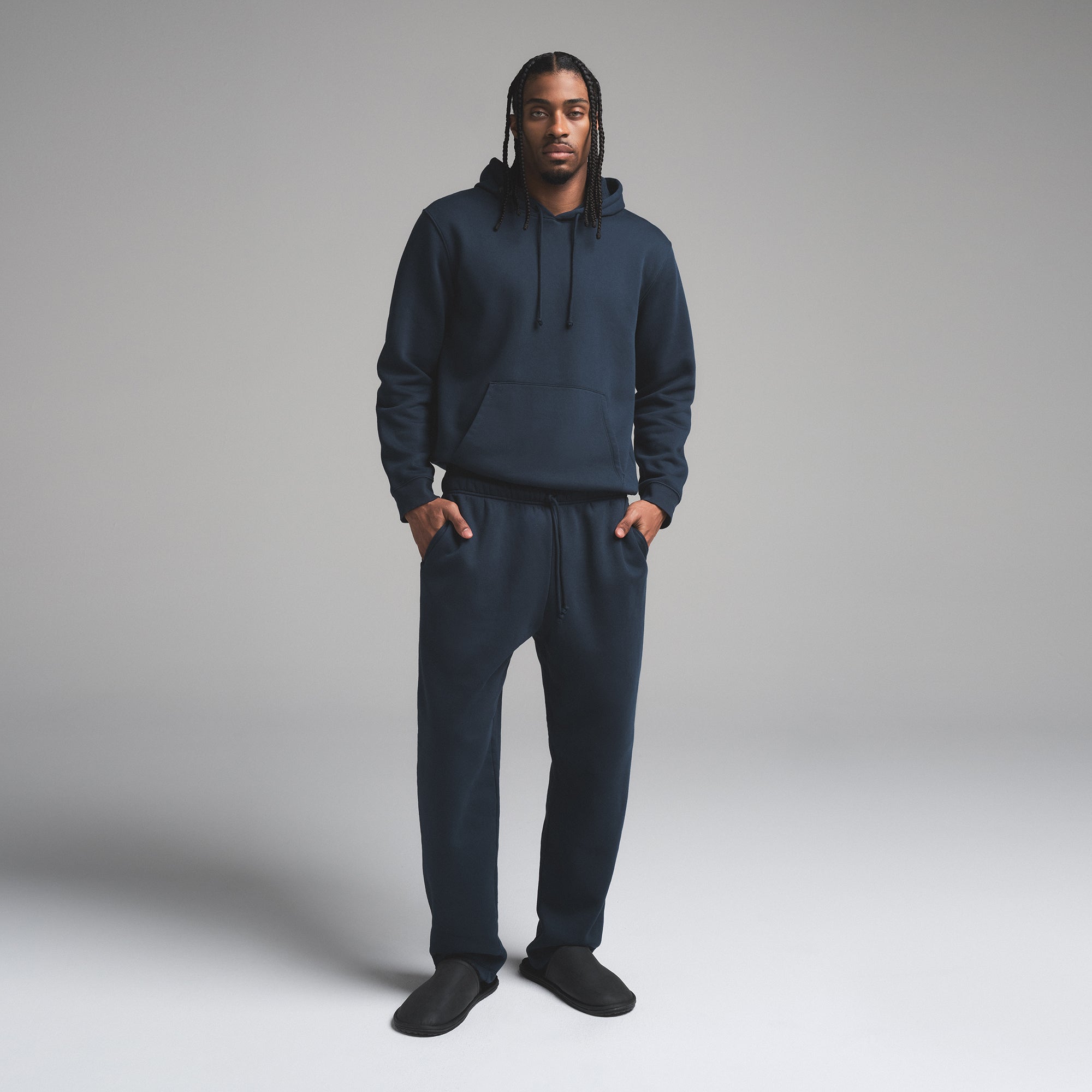 SKIMS FLEECE LOUNGE MENS CLASSIC STRAIGHT LEG PANT | NAVY - Sneaker Türkiye