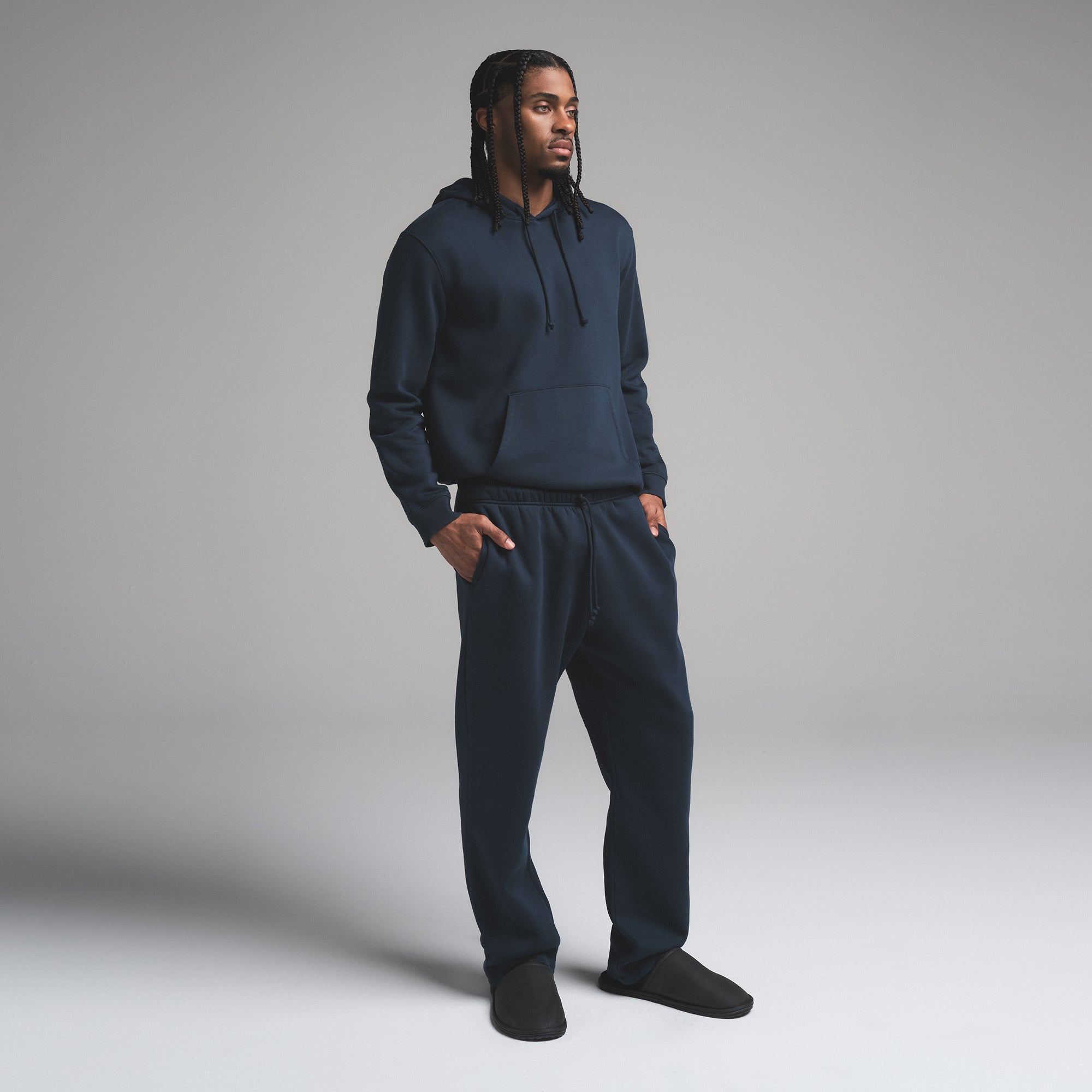 SKIMS FLEECE LOUNGE MENS CLASSIC STRAIGHT LEG PANT | NAVY - Sneaker Türkiye