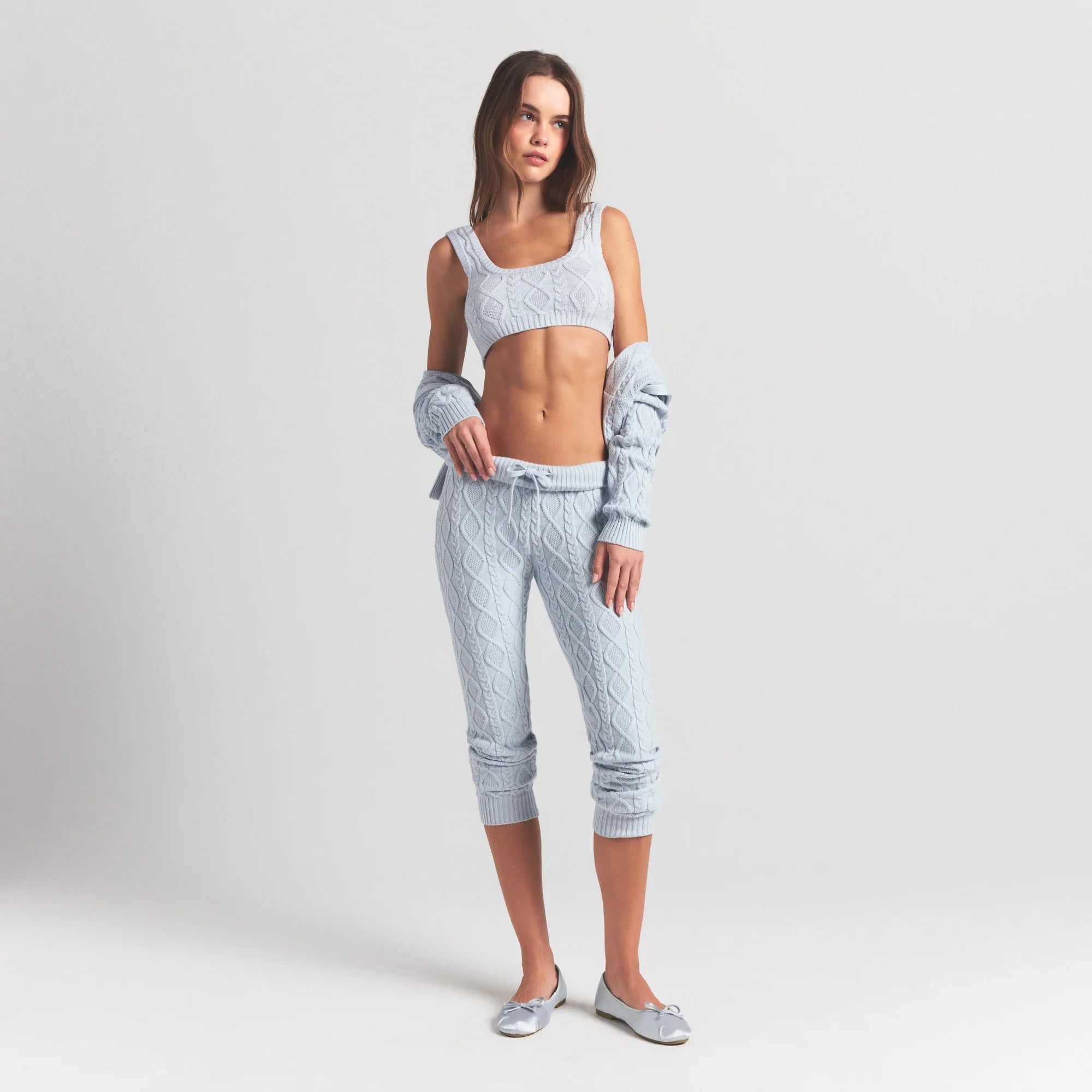 SKIMS SWEATER KNITS CABLE KNIT LEGGING | ZEN BLUE - Sneaker Türkiye