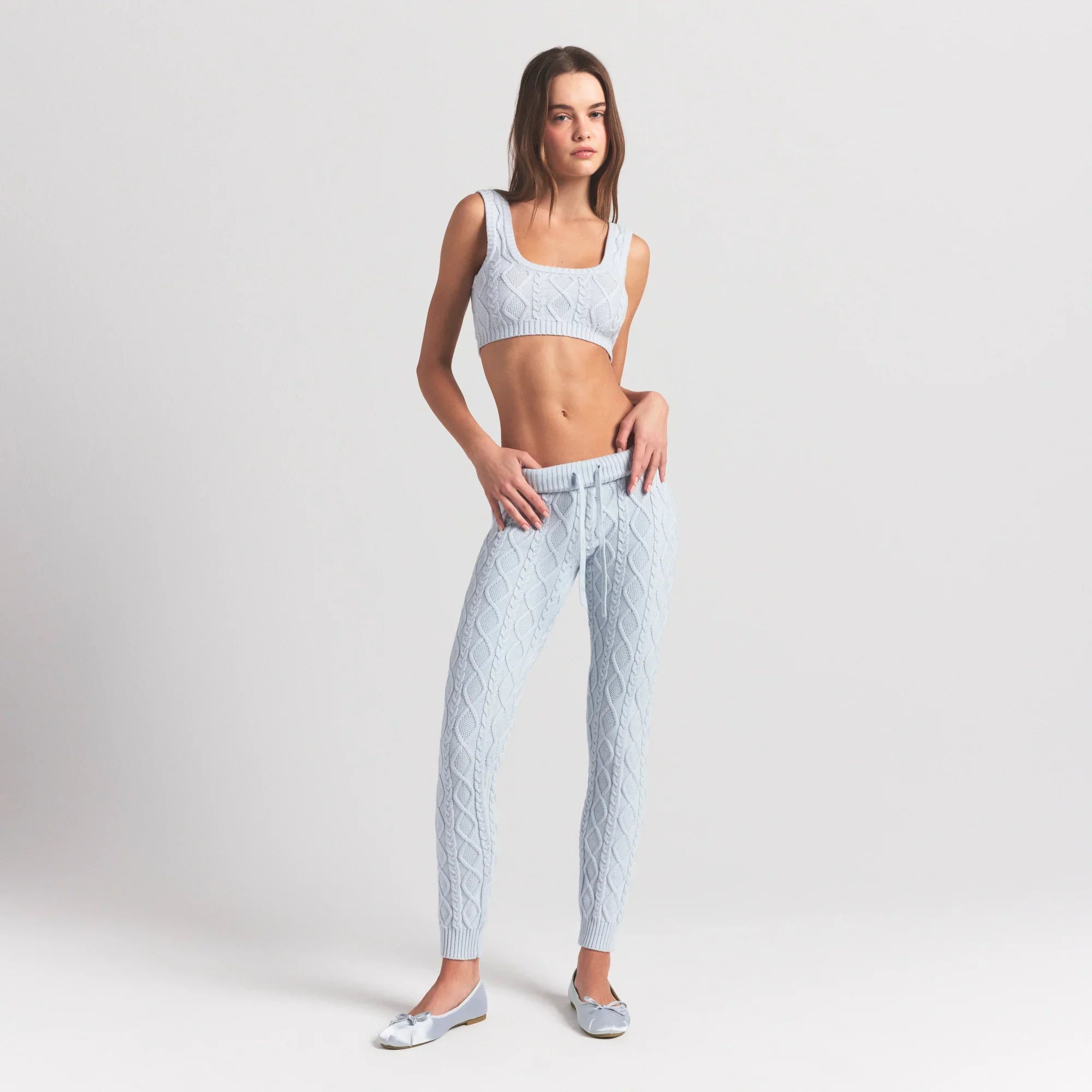 SKIMS SWEATER KNITS CABLE KNIT LEGGING | ZEN BLUE - Sneaker Türkiye