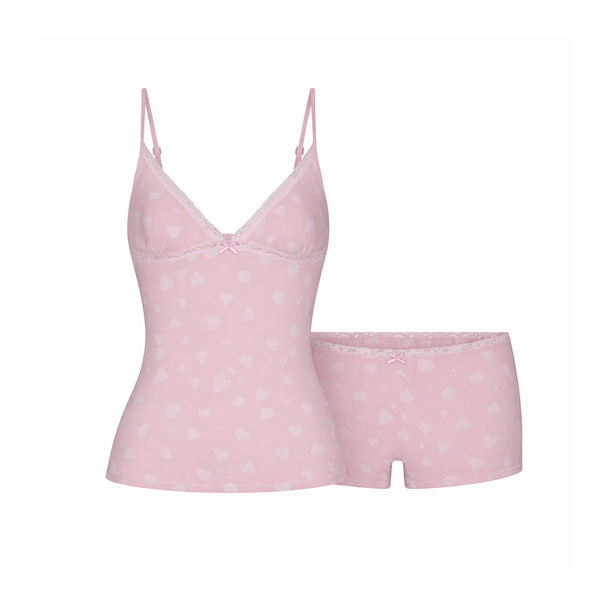 SKIMS LIGHTWEIGHT COTTON LACE CAMI AND BOY SHORT SET | HALITE CLUSTERED HEARTS - Sneaker Türkiye