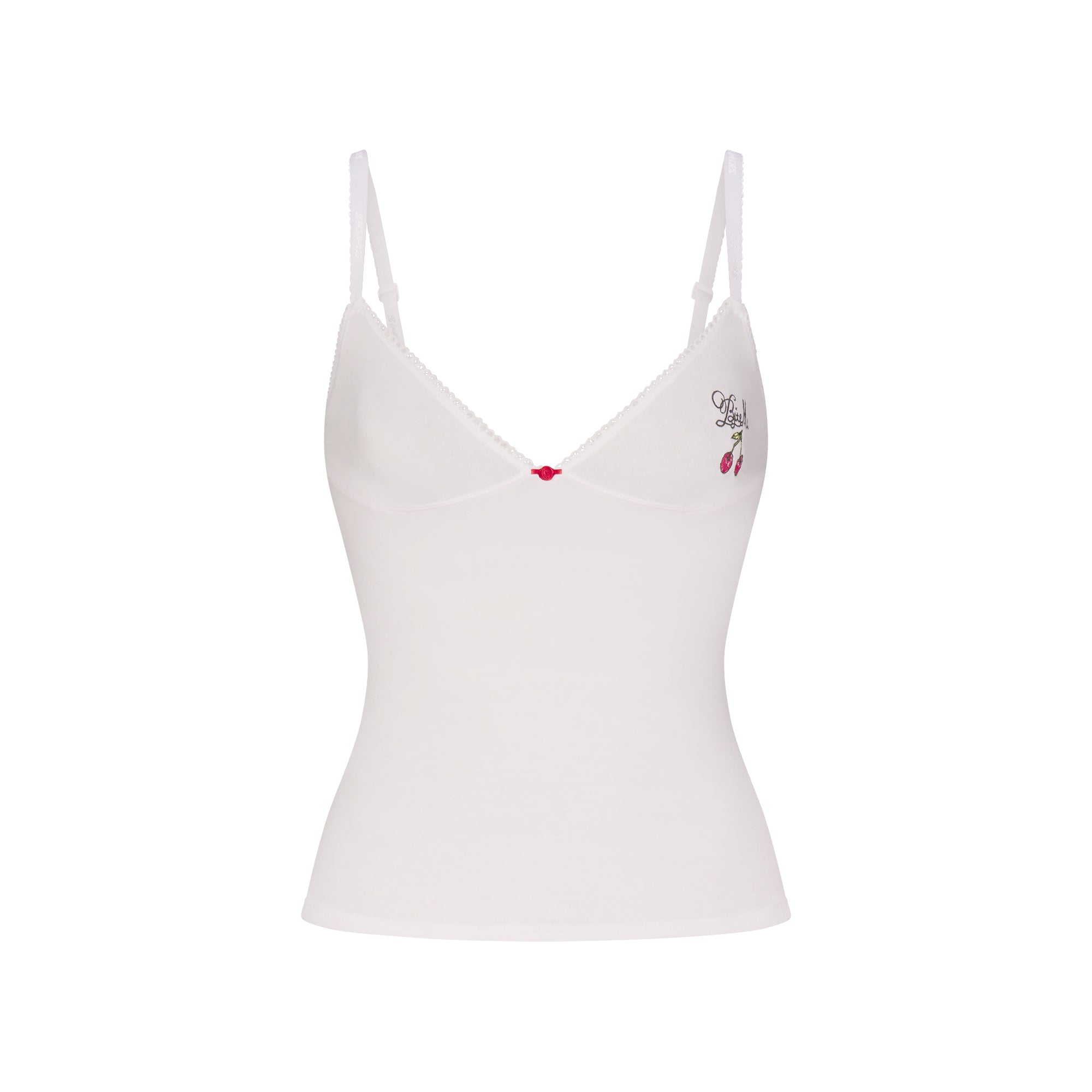 SKIMS LIGHTWEIGHT COTTON LOGO PICOT CAMI AND BOY SHORT SET | SNOW CONTRAST - Sneaker Türkiye