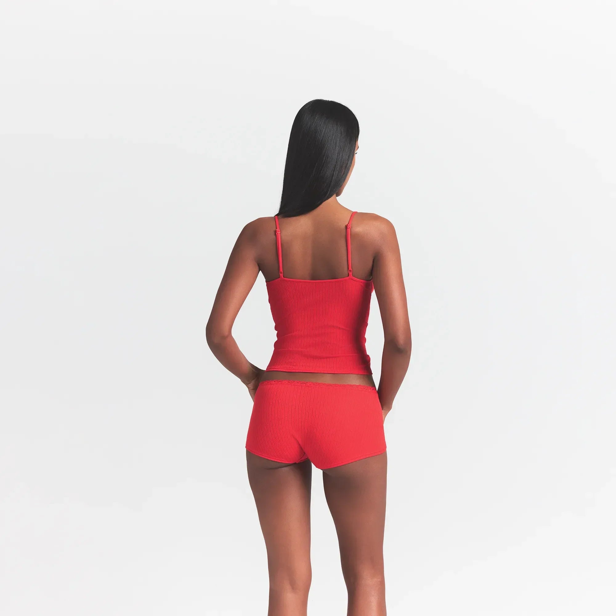 SKIMS LIGHTWEIGHT COTTON POINTELLE LACE CAMI AND BOY SHORT SET | RUBY TONAL - Sneaker Türkiye