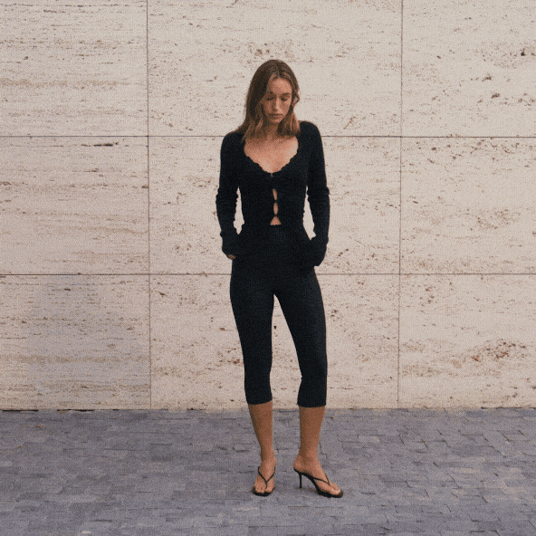 SKIMS LACE KNIT LONG SLEEVE CARDIGAN | OBSIDIAN - Sneaker Türkiye