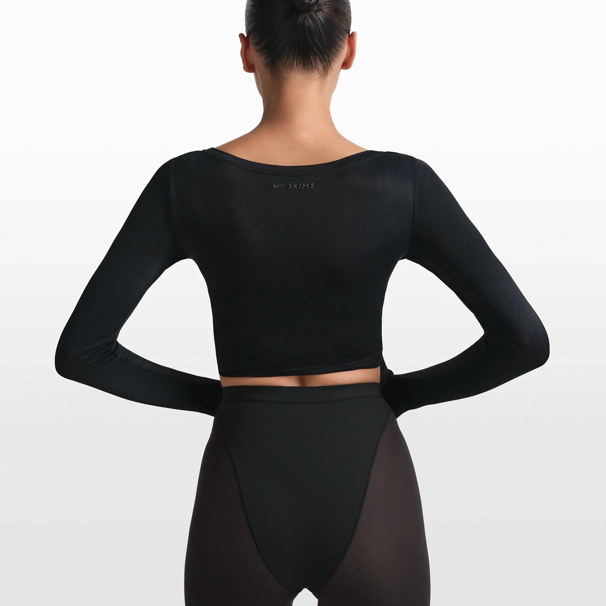 NikeSKIMS STRETCH KNIT WRAP LONG SLEEVE CROPPED TOP | OBSIDIAN - Sneaker Türkiye