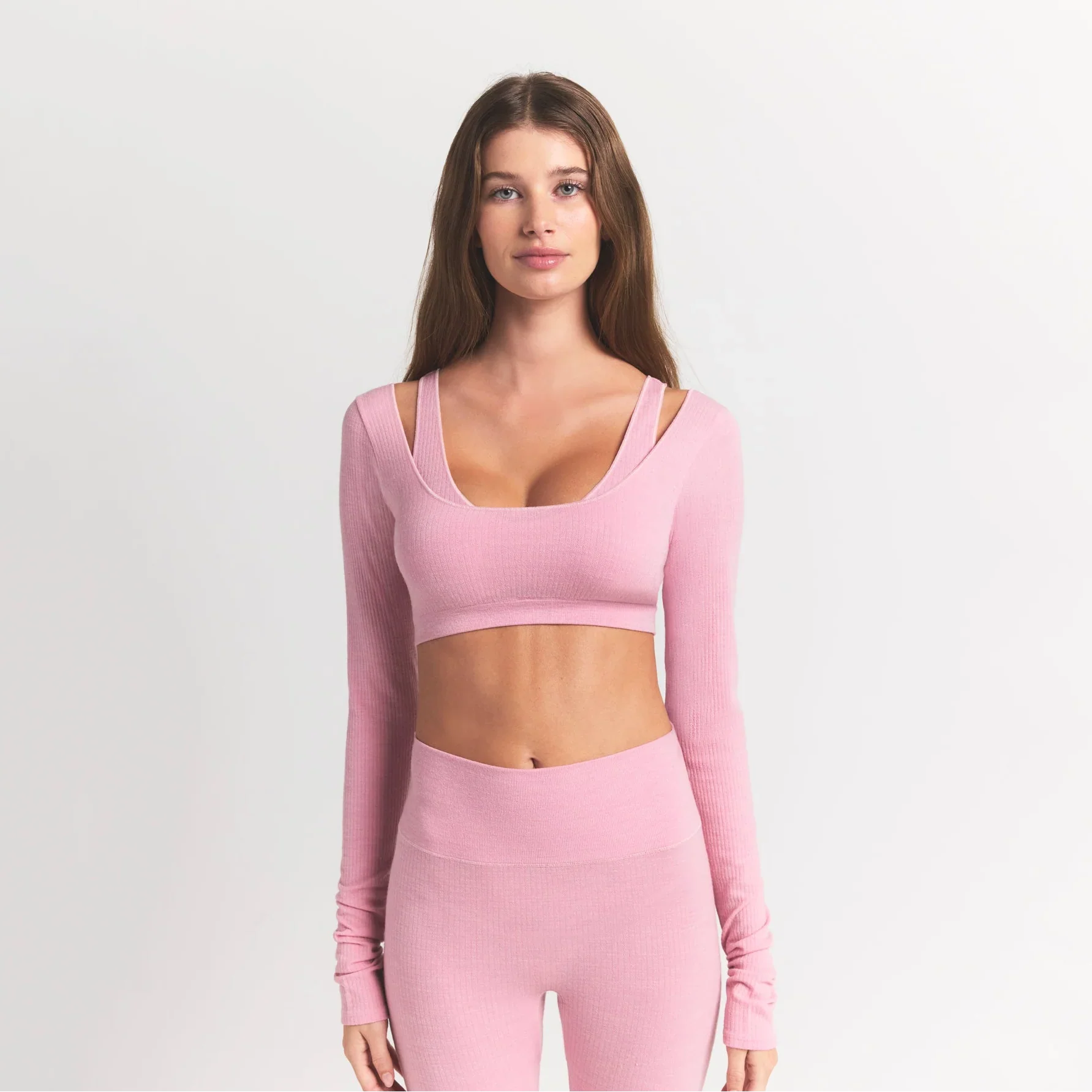 SKIMS WOOL RIB LONG SLEEVE SUPER CROPPED TOP | HALITE - Sneaker Türkiye