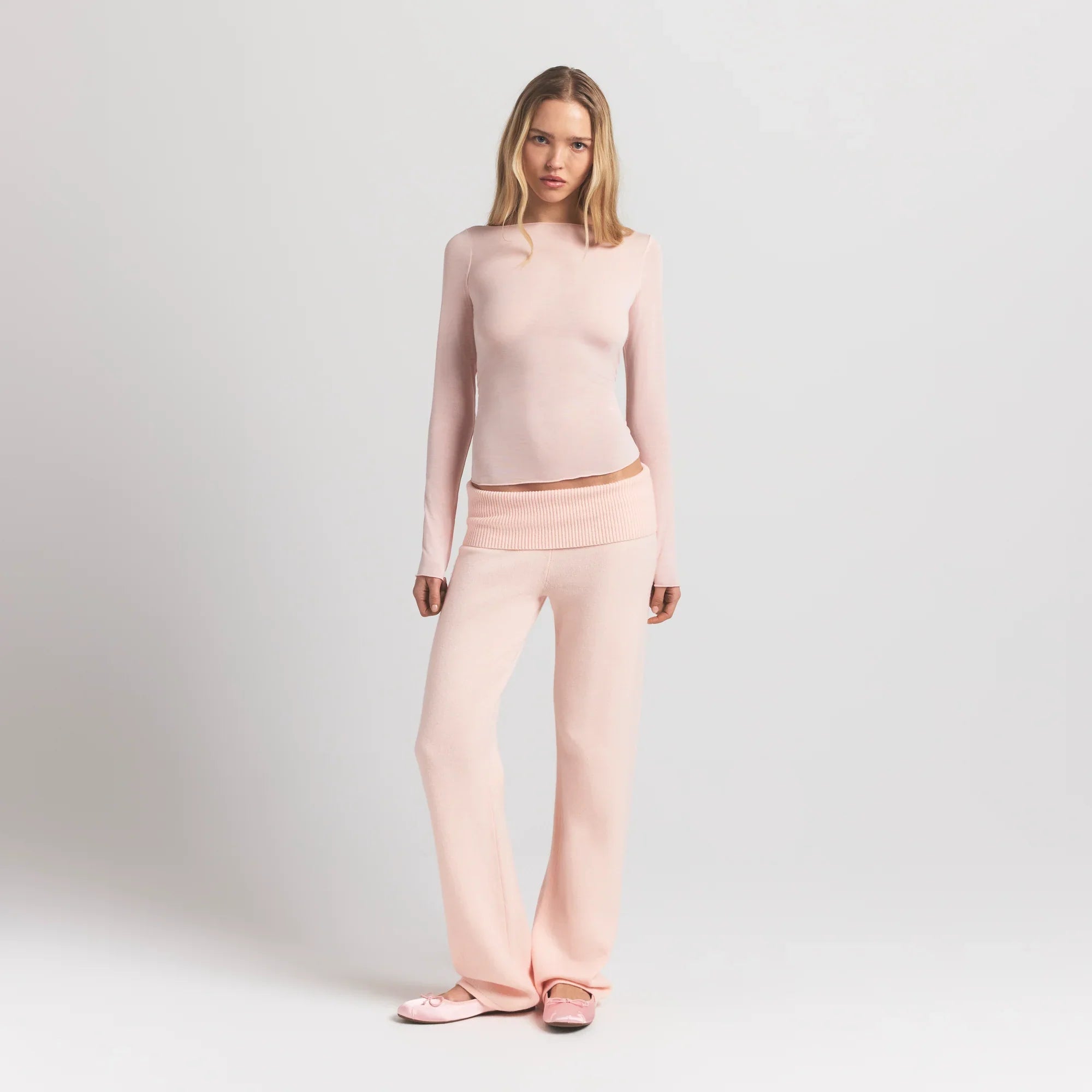 SKIMS SHEER MODAL LONG SLEEVE BOATNECK TOP | PRIMROSE - Sneaker Türkiye