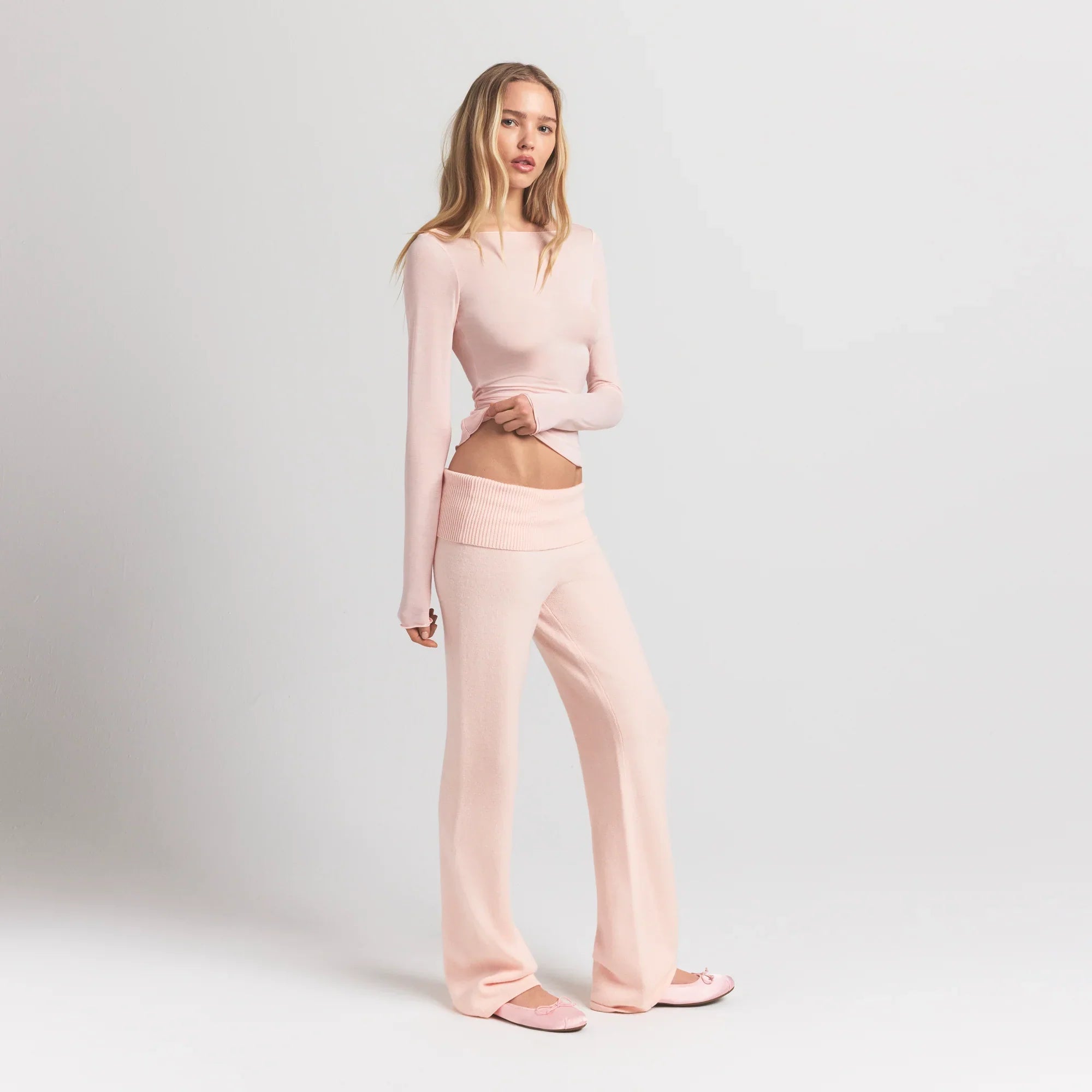 SKIMS SHEER MODAL LONG SLEEVE BOATNECK TOP | PRIMROSE - Sneaker Türkiye