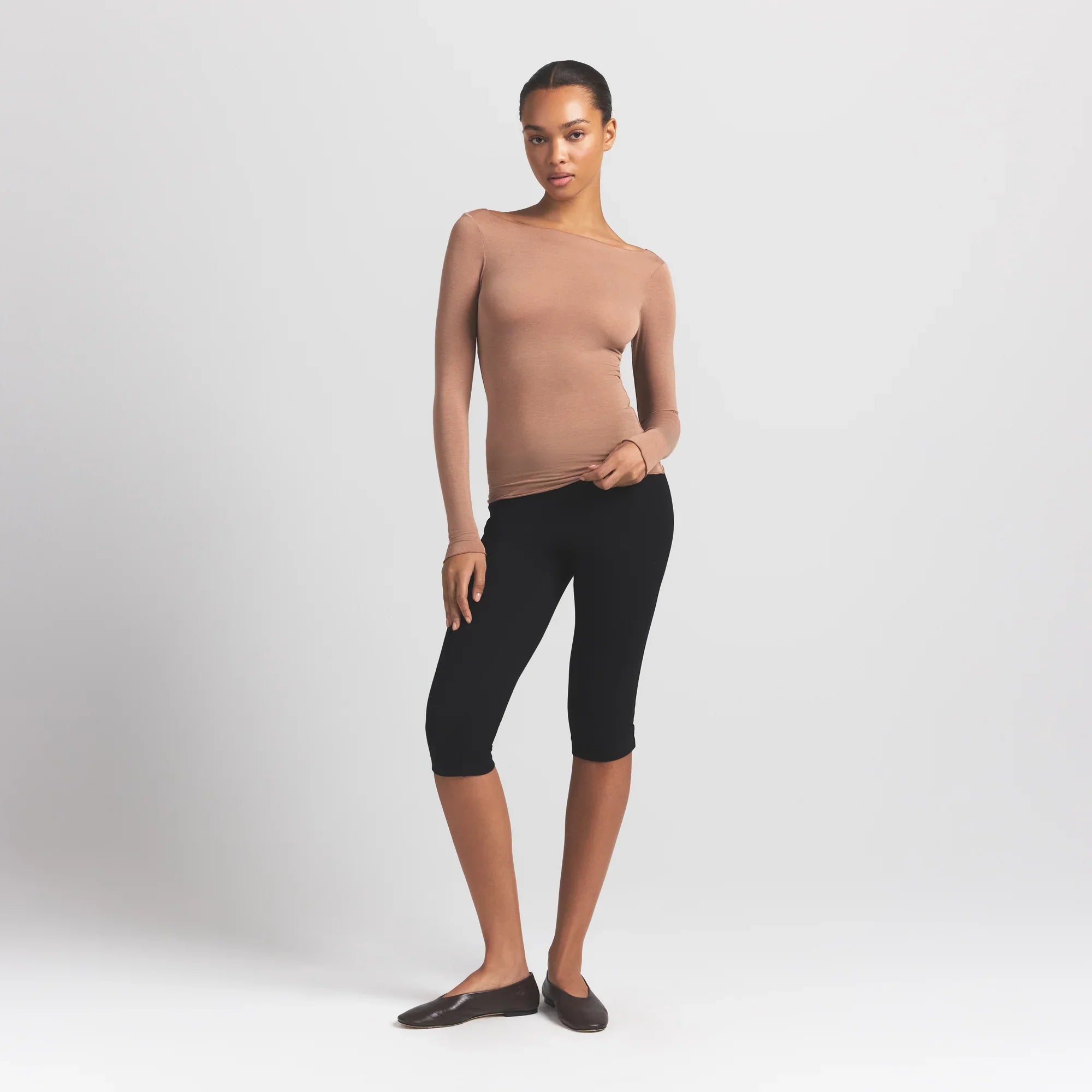 SKIMS SHEER MODAL LONG SLEEVE BOATNECK TOP | SIENNA - Sneaker Türkiye