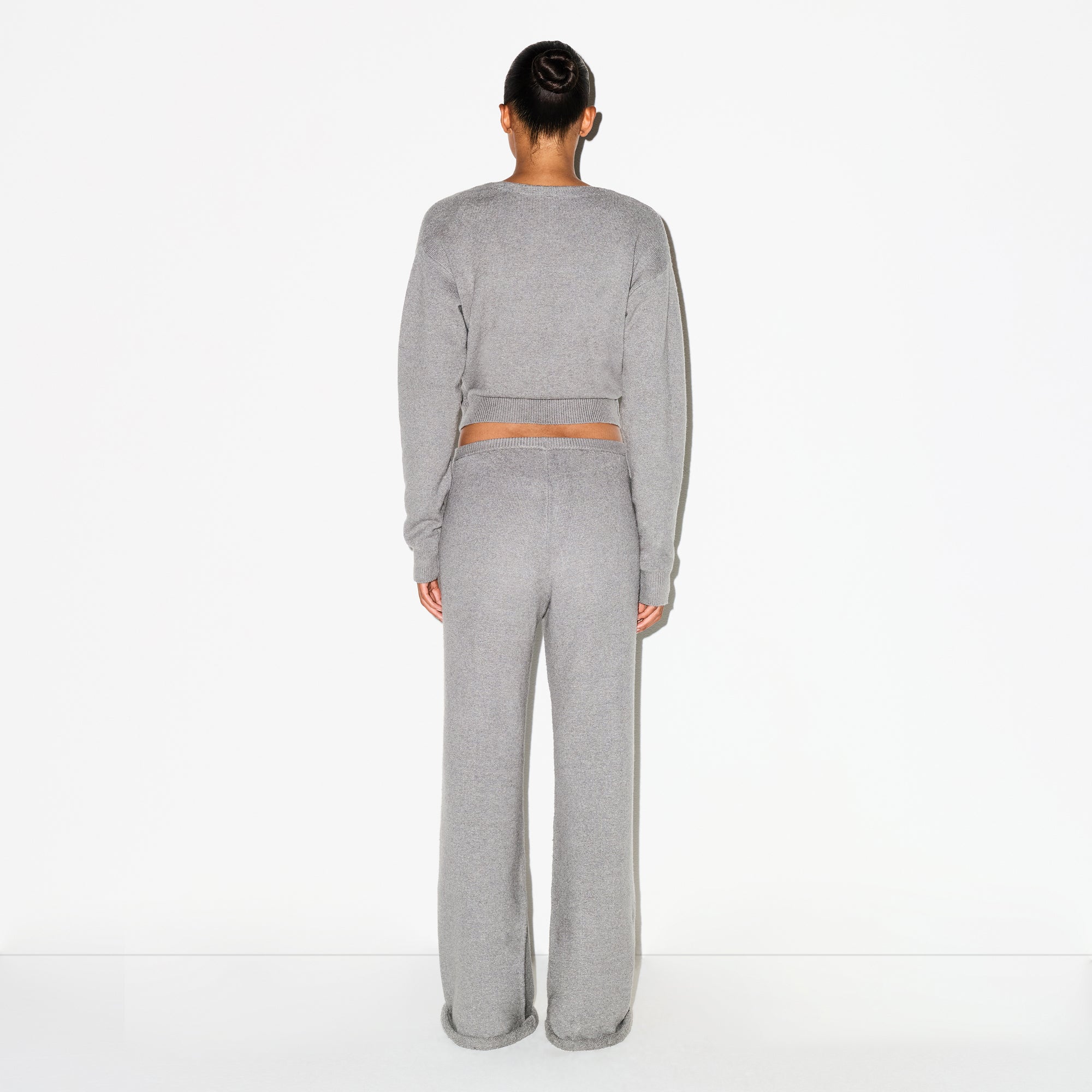 SKIMS TEXTURED KNIT WRAP SWEATER | DARK HEATHER GREY - Sneaker Türkiye