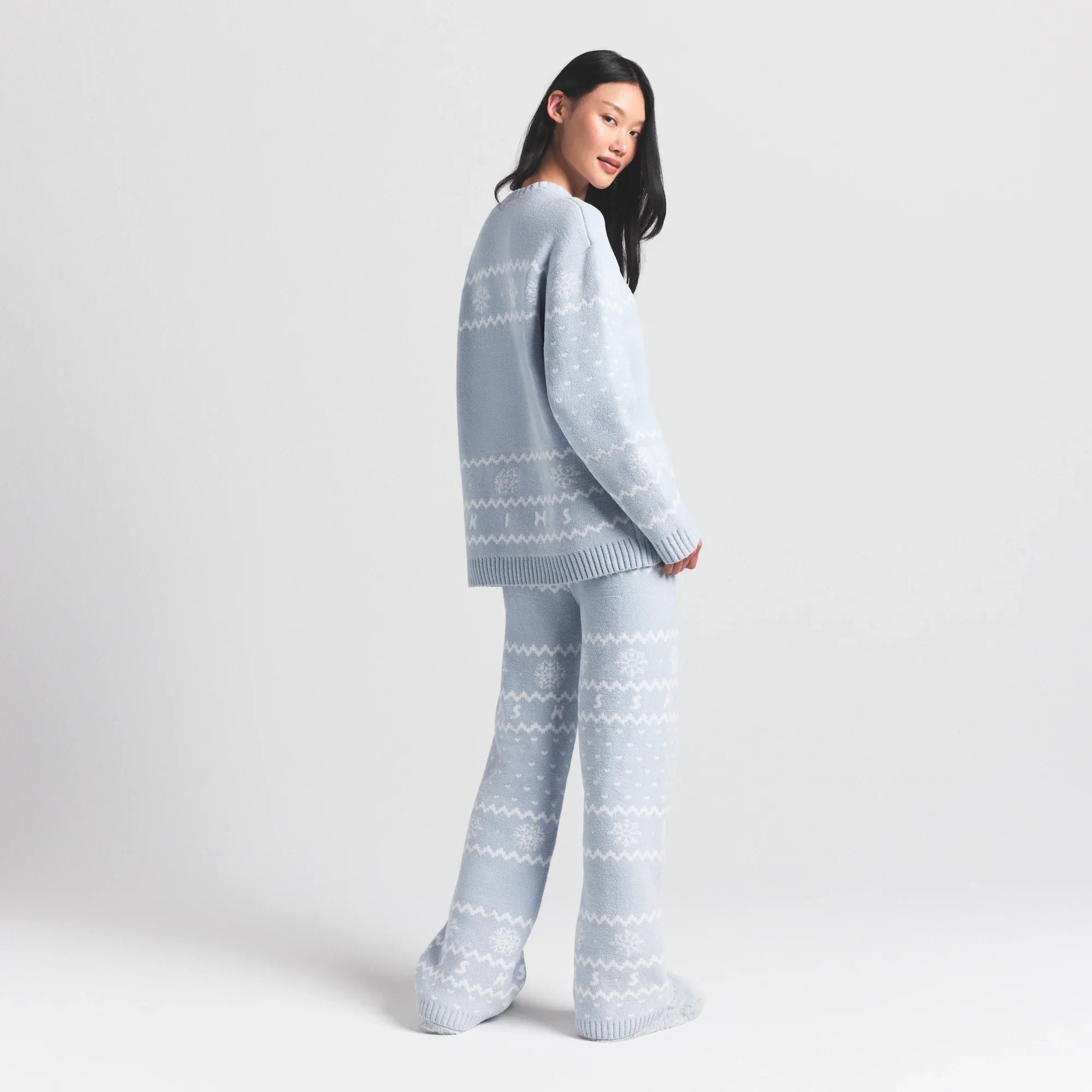 SKIMS COZY LIGHT CREWNECK PULLOVER | ZEN BLUE HEART FAIR ISLE - Sneaker Türkiye