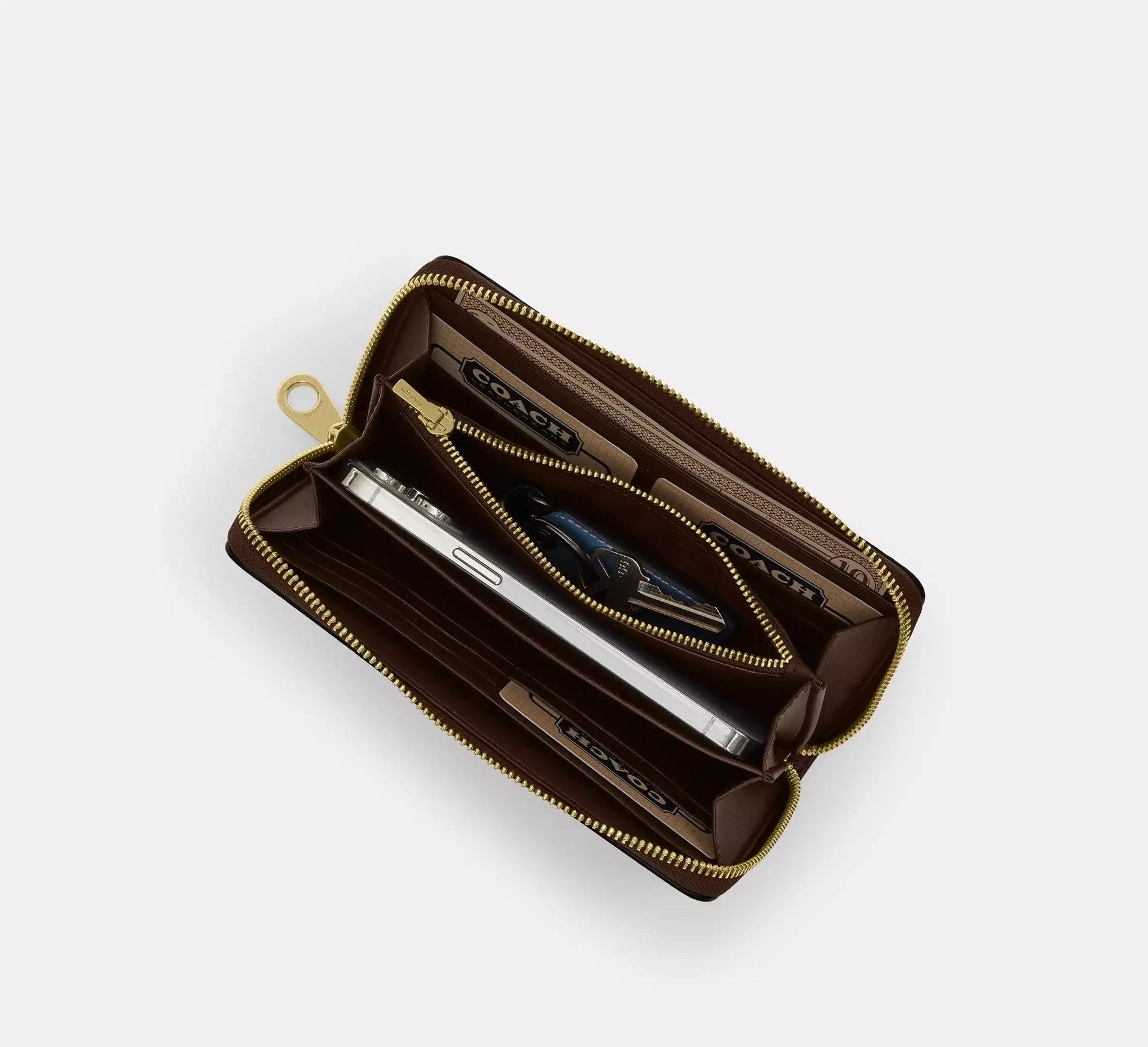 Coach Long Zip Around Wallet – Gold/Dove Grey - Sneaker Türkiye