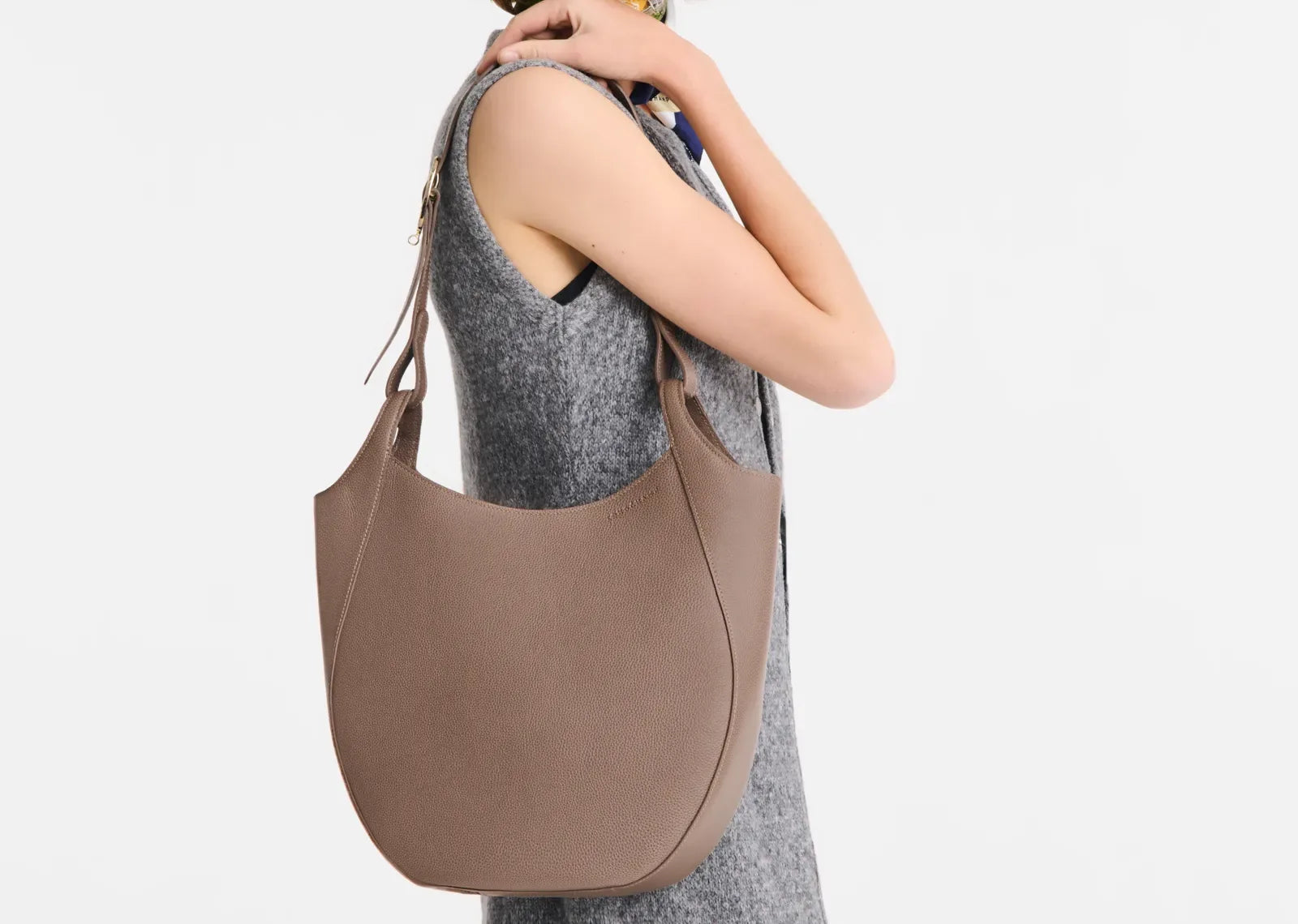 Longchamp Le Foulonné Lare Hobo Bag Taupe - Sneaker Türkiye