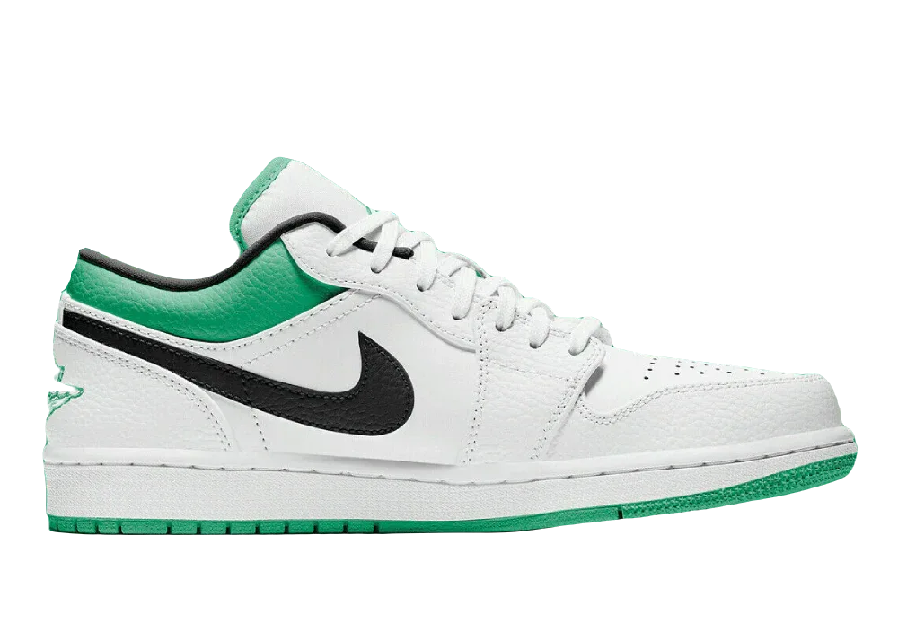 Nike Air Jordan 1 Low White Lucky Green Tumbled Leather (GS) - Sneaker Türkiye