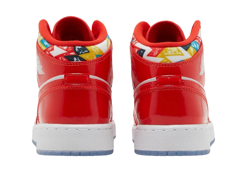 Nike Air Jordan 1 Mid Barcelona Sweater Red Patent (GS) - Sneaker Türkiye