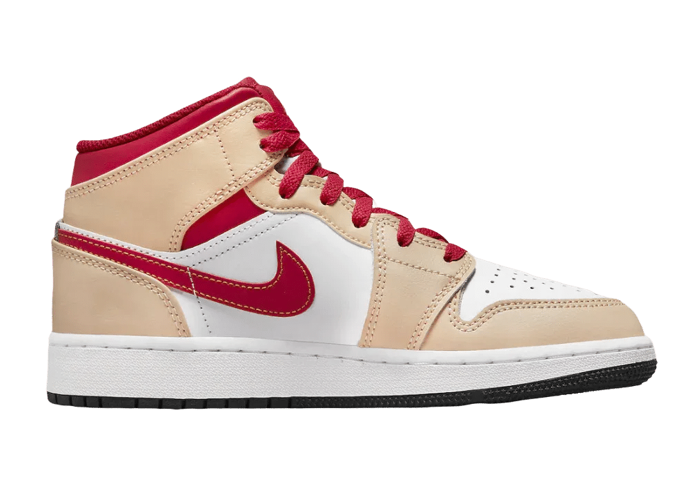Nike Air Jordan 1 Mid Light Curry Cardinal (GS) - Sneaker Türkiye