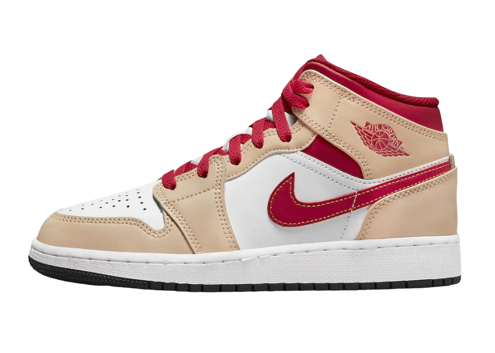 Nike Air Jordan 1 Mid Light Curry Cardinal (GS) - Sneaker Türkiye