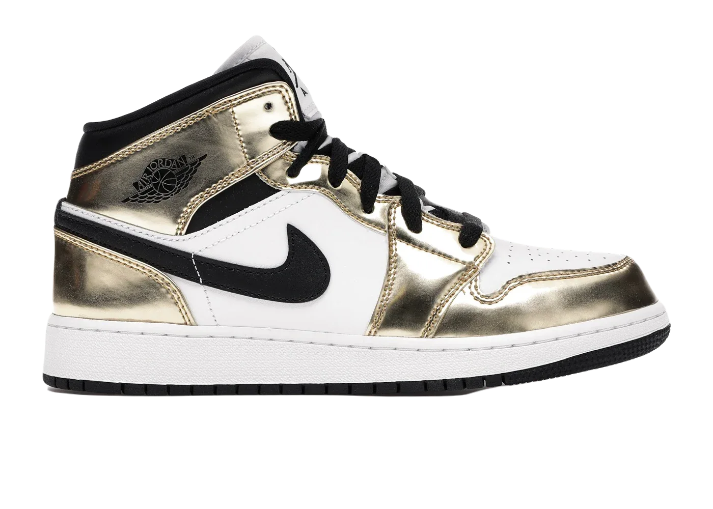 Nike Air Jordan 1 Mid Metallic Gold Black White (GS) - Sneaker Türkiye