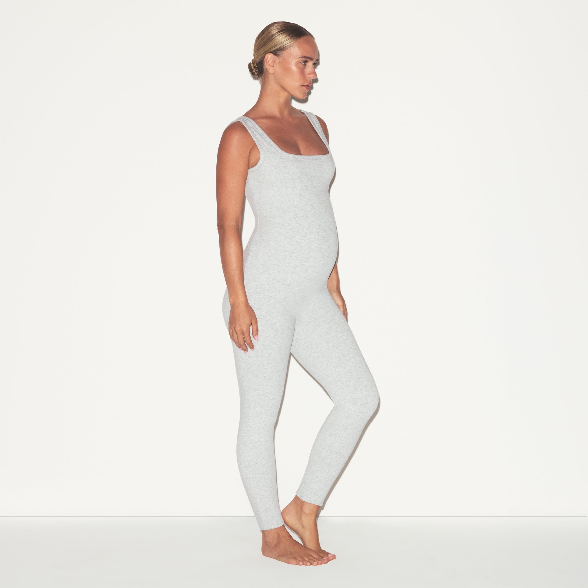 SKIMS COTTON JERSEY MATERNITY CATSUIT | LIGHT HEATHER GREY - Sneaker Türkiye