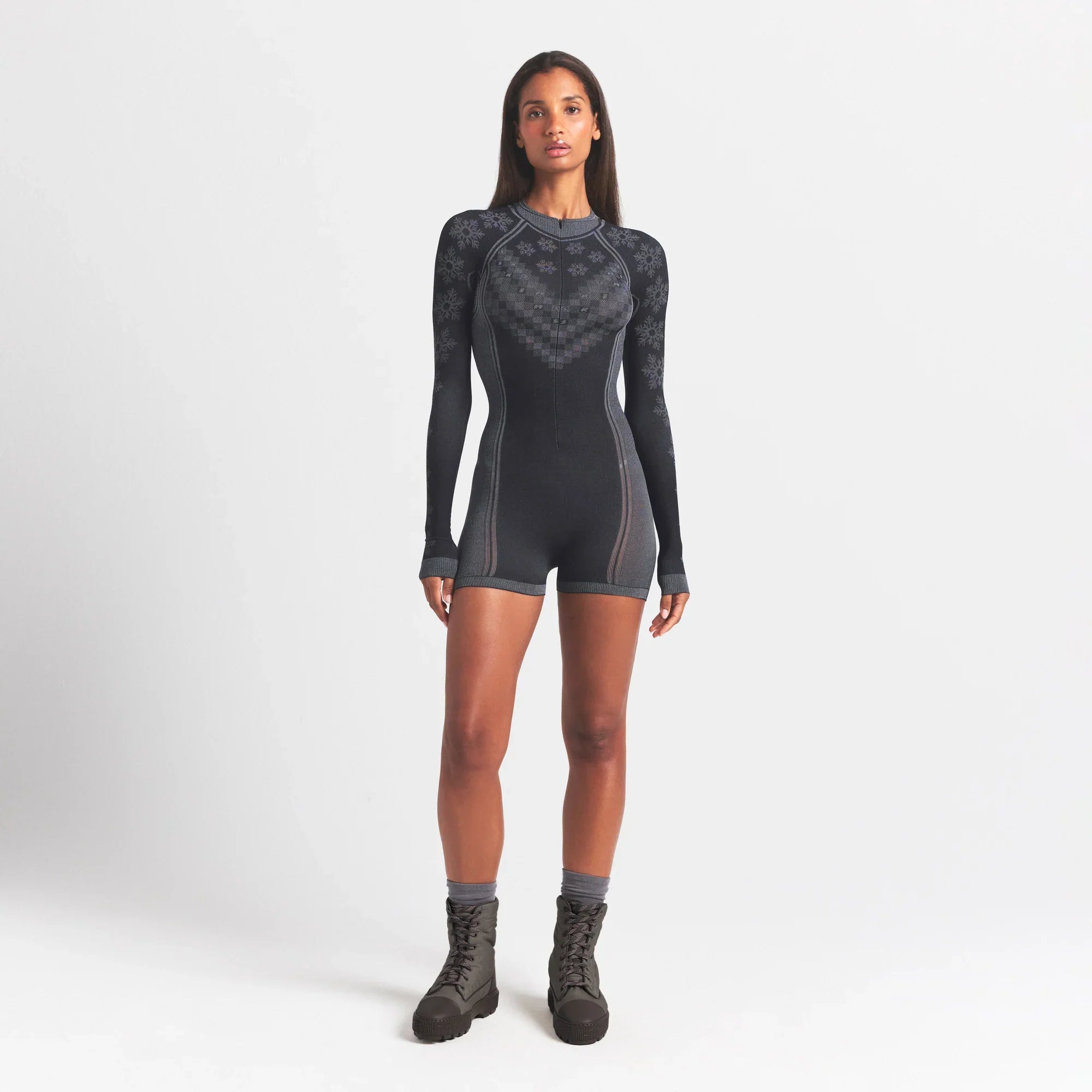 SKIMS FIRST LAYERS HALF ZIP ONESIE | OBSIDIAN WINTER FAIR ISLE - Sneaker Türkiye