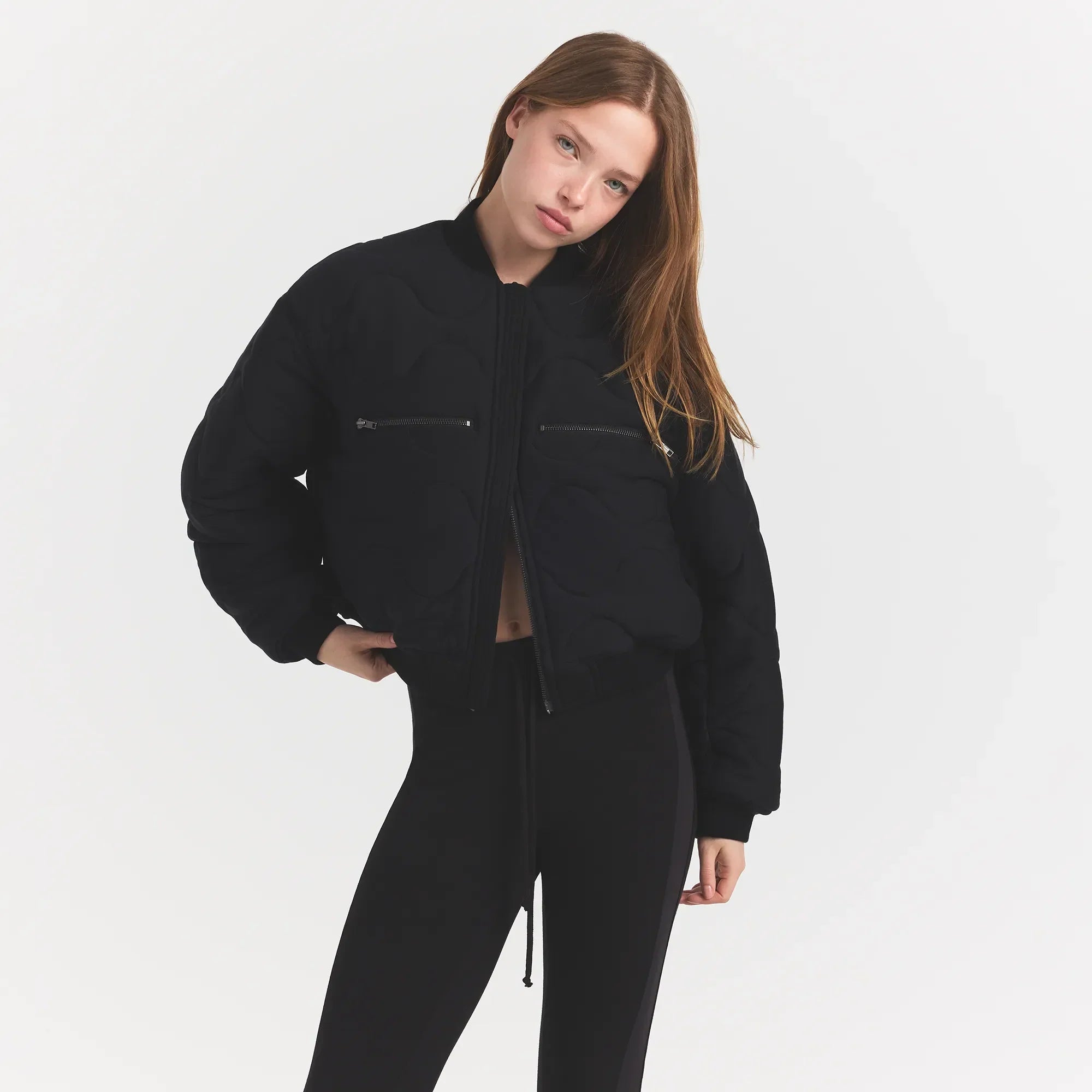 SKIMS NEOPRENE OUTERWEAR REVERSIBLE BOMBER JACKET | OBSIDIAN - Sneaker Türkiye