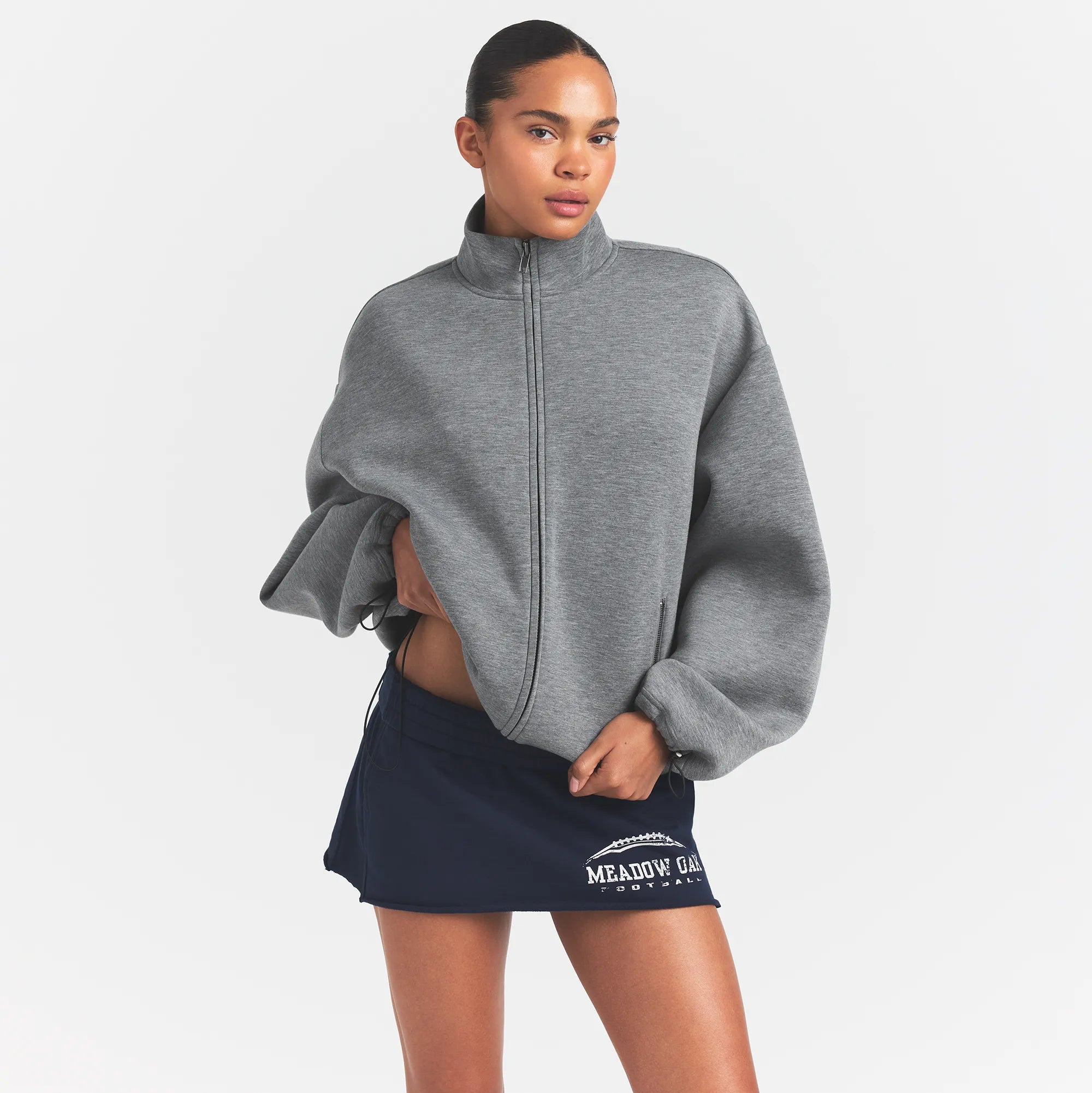 SKIMS NEOPRENE OUTERWEAR OVERBedenD MOCK NECK JACKET | DARK HEATHER GREY - Sneaker Türkiye