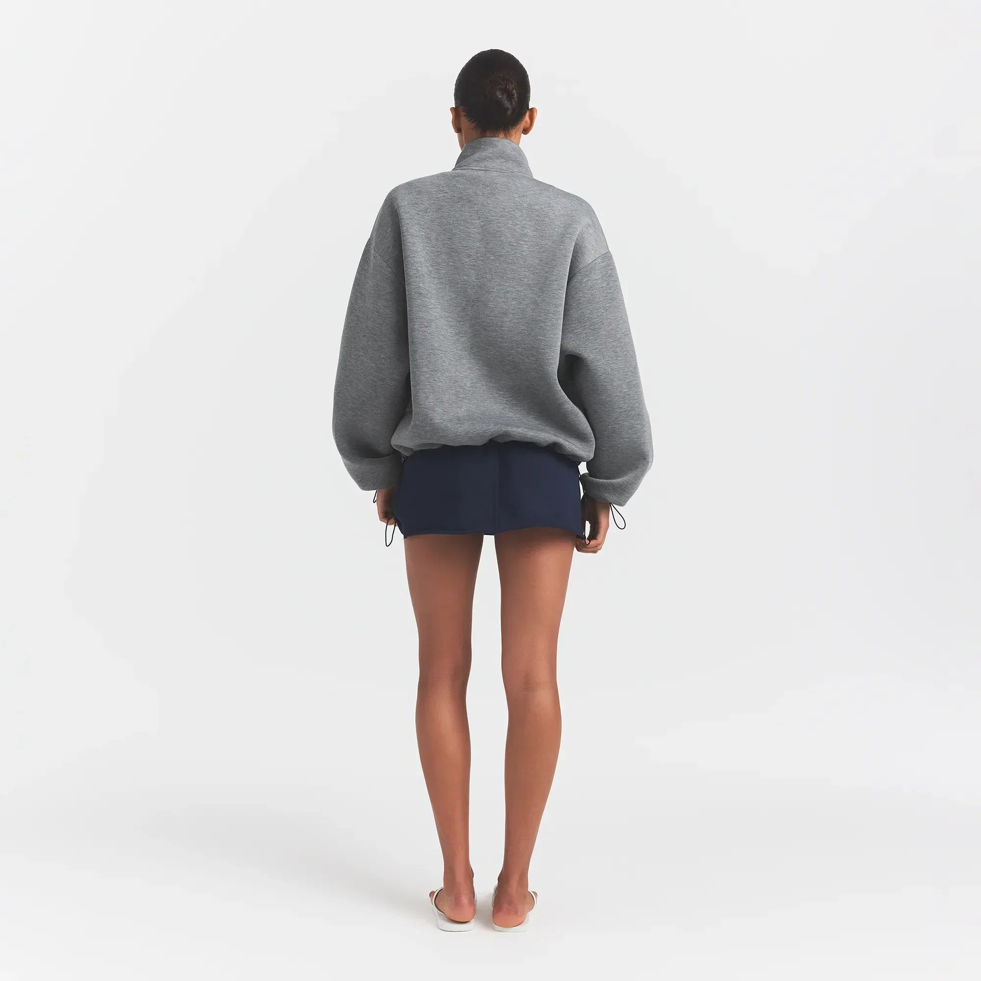 SKIMS NEOPRENE OUTERWEAR OVERBedenD MOCK NECK JACKET | DARK HEATHER GREY - Sneaker Türkiye