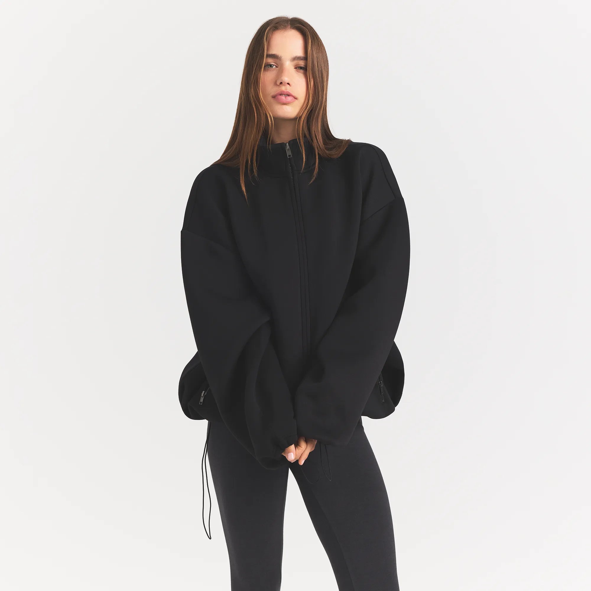 SKIMS NEOPRENE OUTERWEAR OVERBedenD MOCK NECK JACKET | OBSIDIAN - Sneaker Türkiye