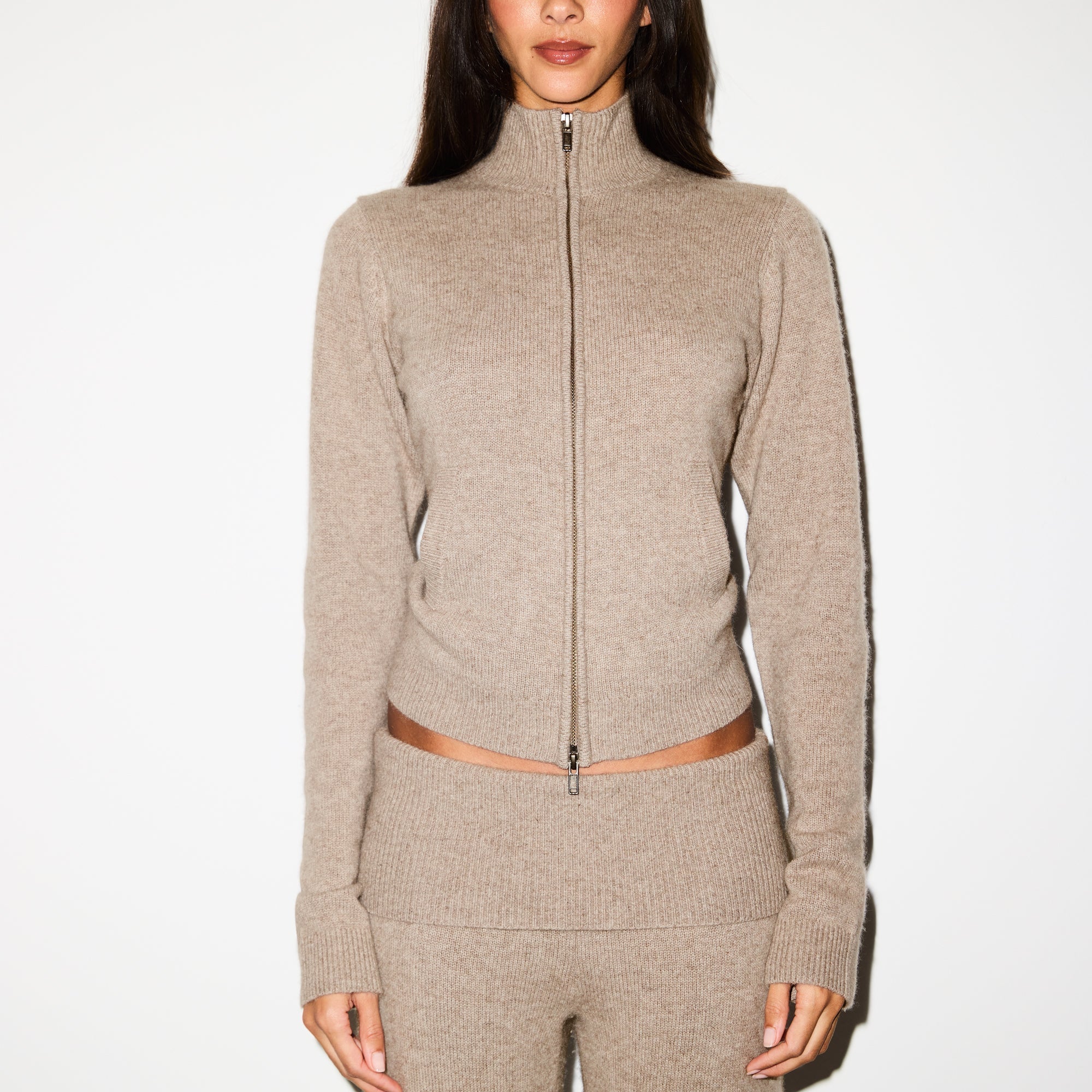 SKIMS WOOL CASHMERE ZIP UP MOCK NECK SWEATER | LINEN - Sneaker Türkiye