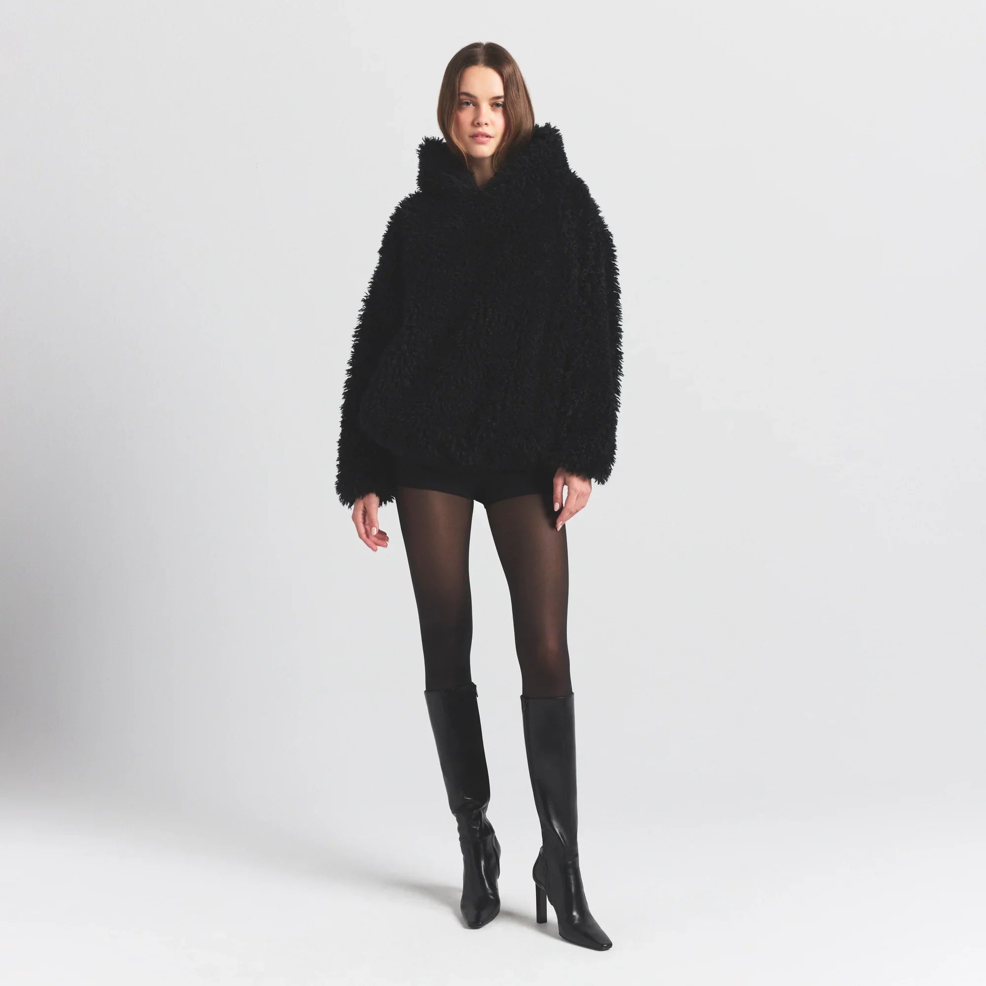 SKIMS FAUX FUR HOODIE | ONYX - Sneaker Türkiye
