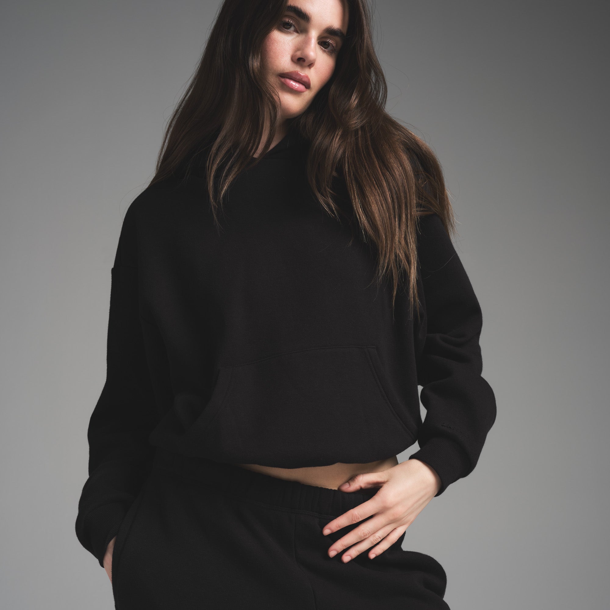 SKIMS COTTON FLEECE CLASSIC HOODIE | ONYX - Sneaker Türkiye