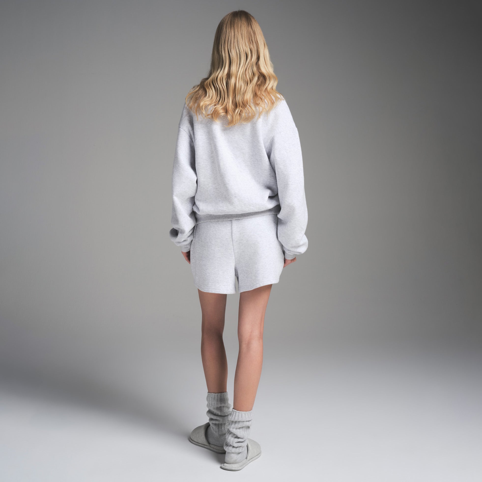 SKIMS COTTON FLEECE CLASSIC CREWNECK | LIGHT HEATHER GREY - Sneaker Türkiye