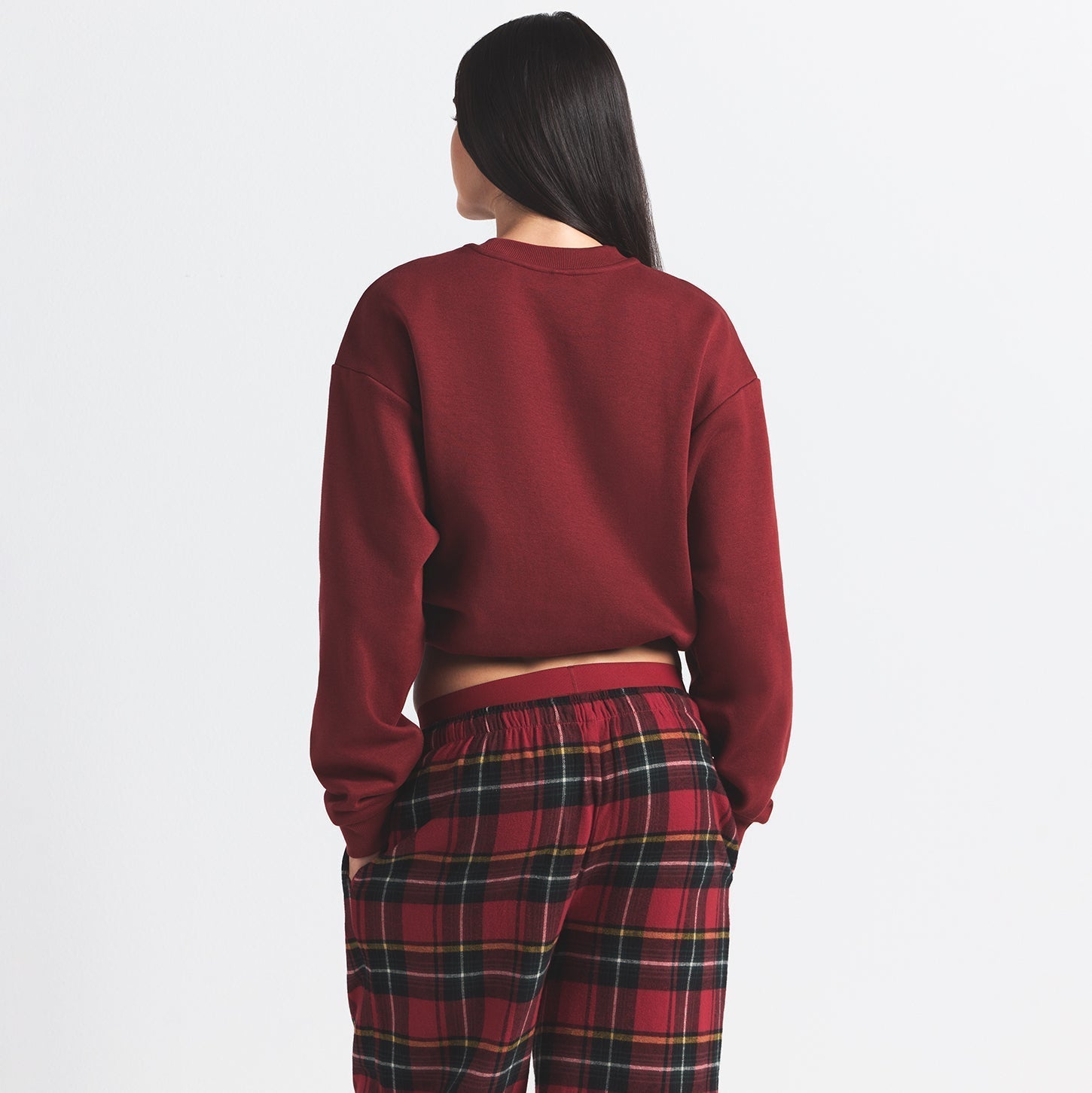 SKIMS COTTON FLEECE CLASSIC CREWNECK | MERLOT - Sneaker Türkiye