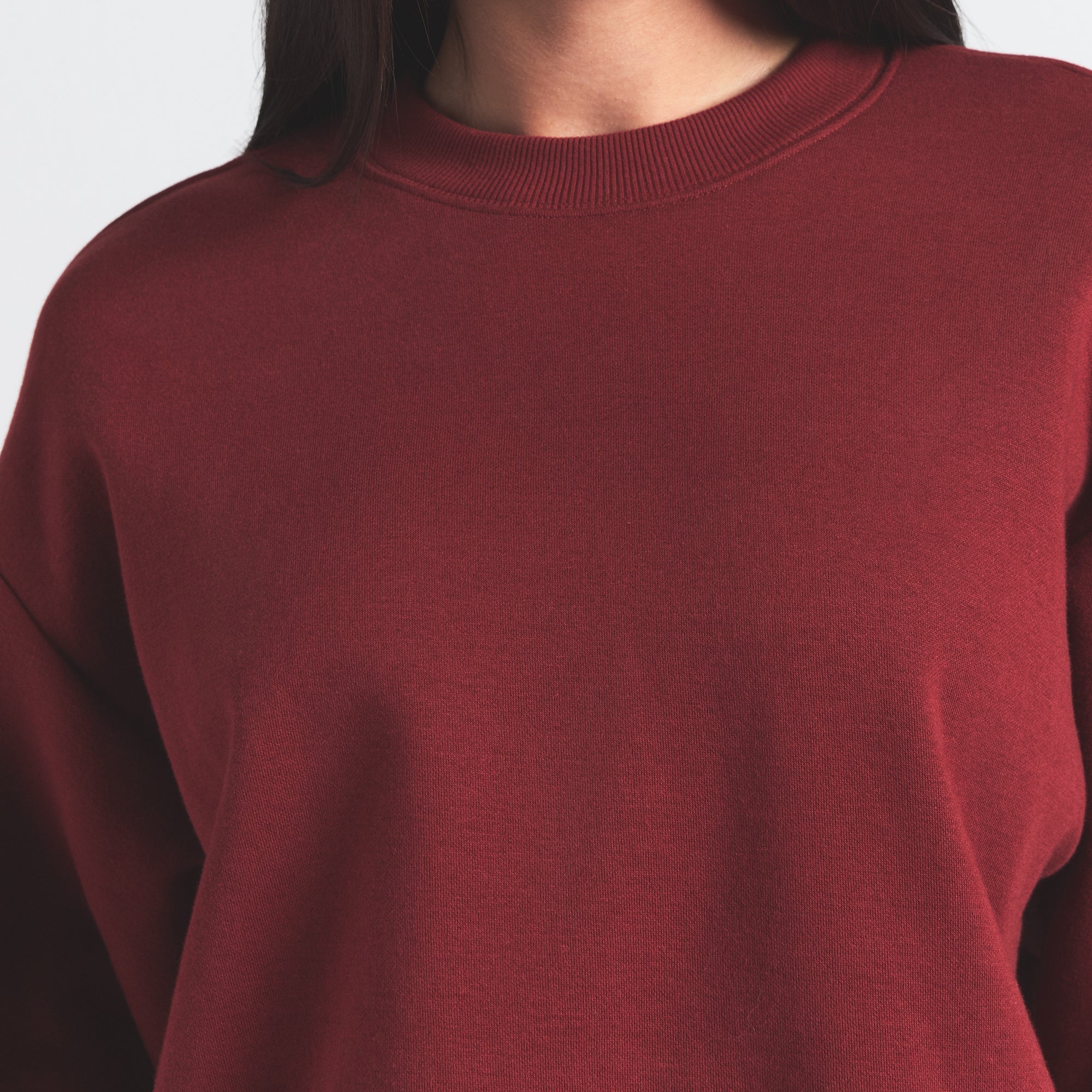 SKIMS COTTON FLEECE CLASSIC CREWNECK | MERLOT - Sneaker Türkiye
